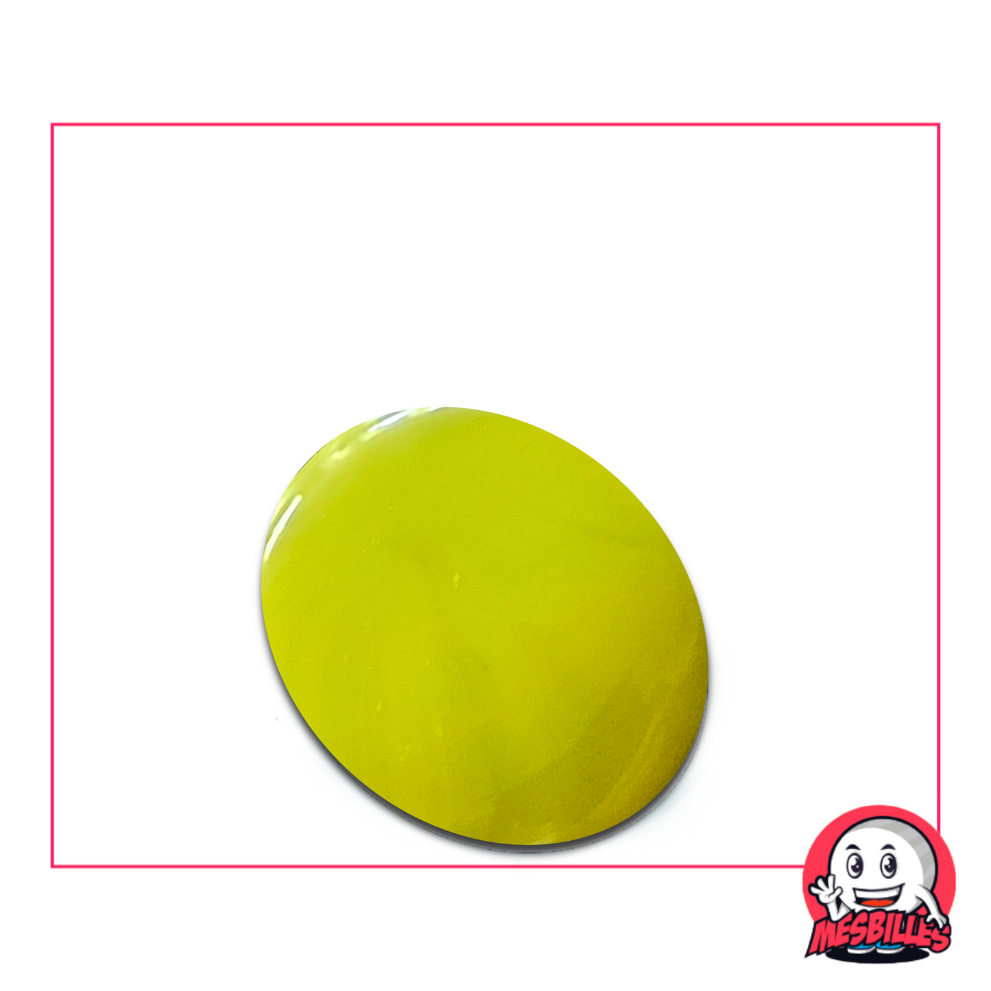 Flat Marble Green-Yellow matte 30 mm named Pearl Kiwi-Citron - sold individually on My-Glassmarbles.com