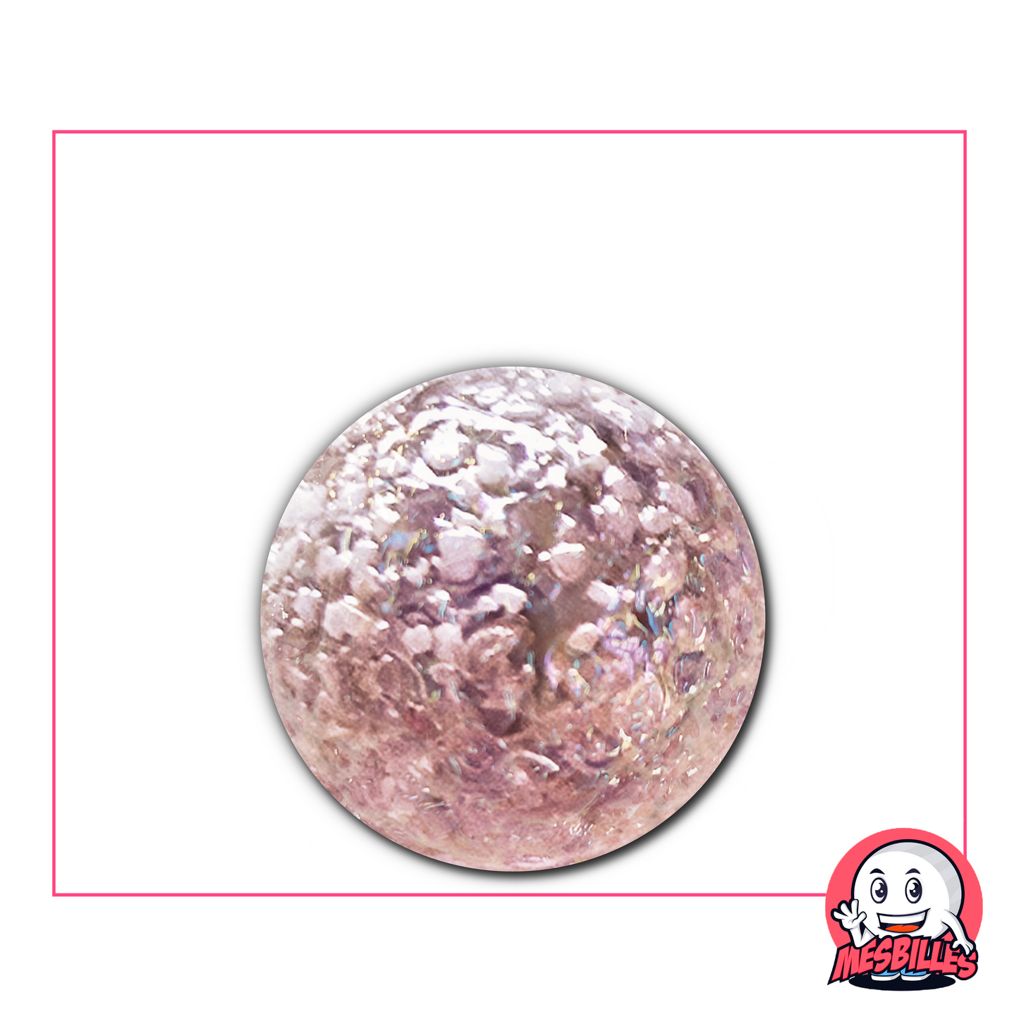 25 mm Iridescent pink Marbles with a textured surface reminiscent of an exoplanet swept by winds of stellar sand.