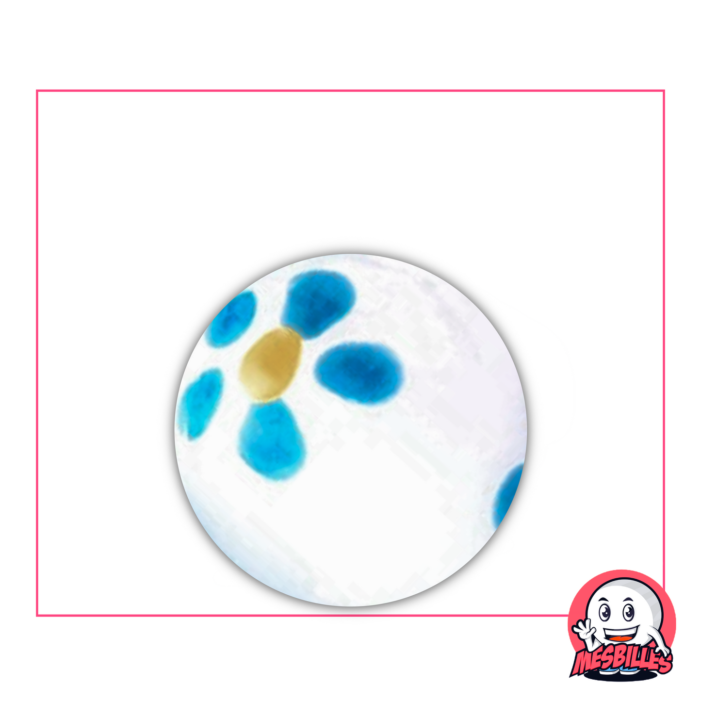 The White and Blue 25 mm Marble is an art marble, made by craftsmen.