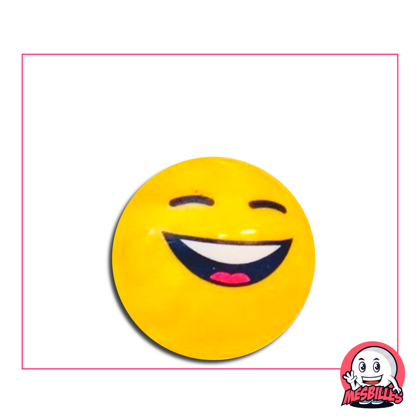 Yellow Marble with a big smile and happily closed eyes, laughing emoji style