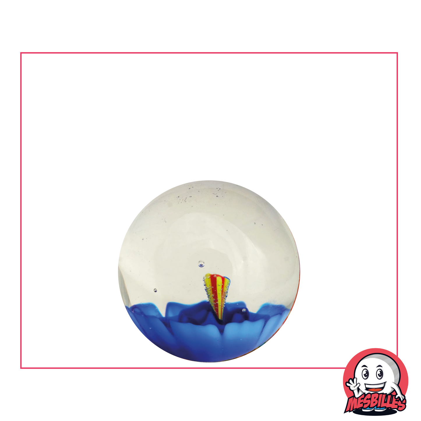 Marble Art Flower 3D, translucent glass marble and big blue flower in the middle - My-Glassmarbles