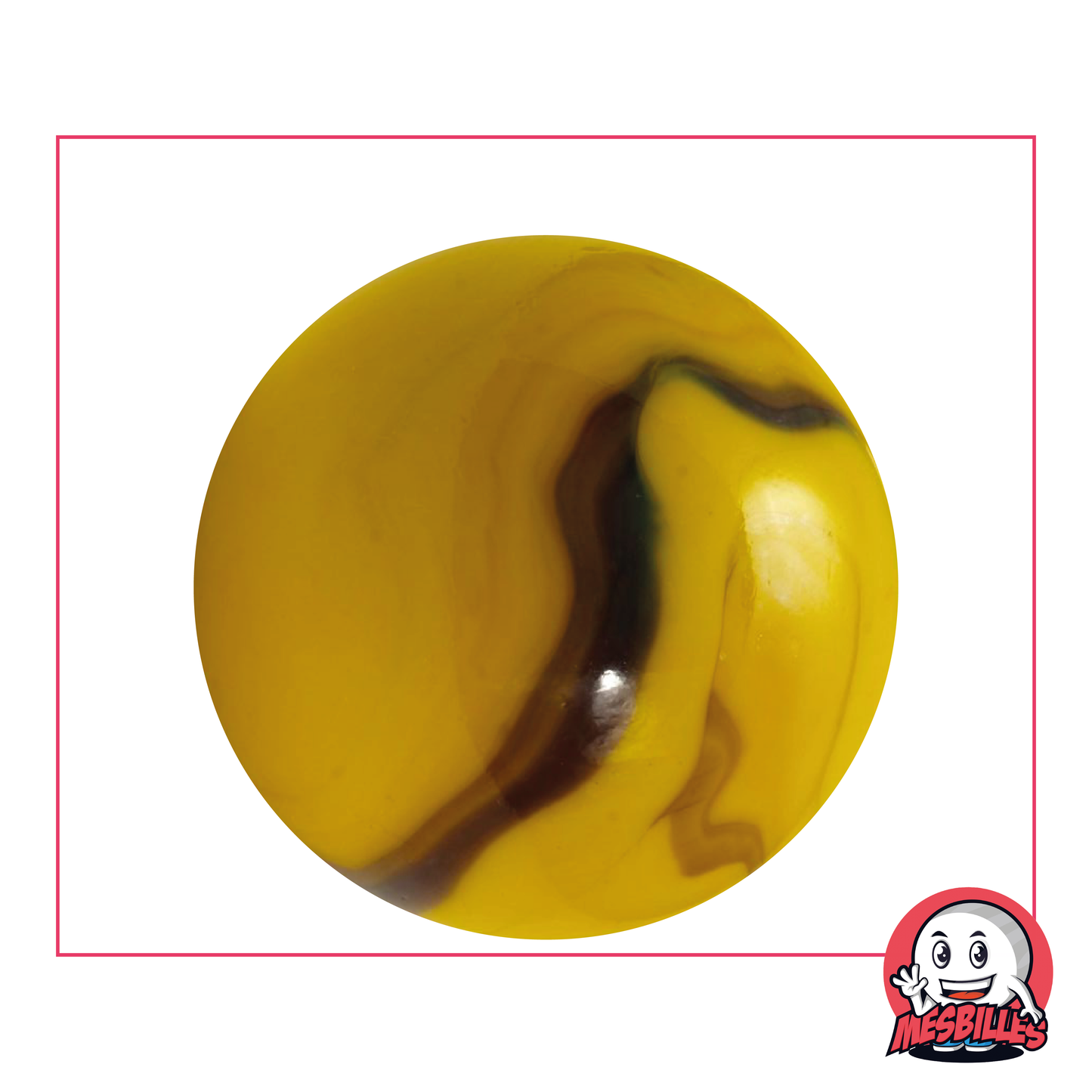 Marble Bees Opaque Yellow Stripped Brown 42 mm - My-Glassmarbles
