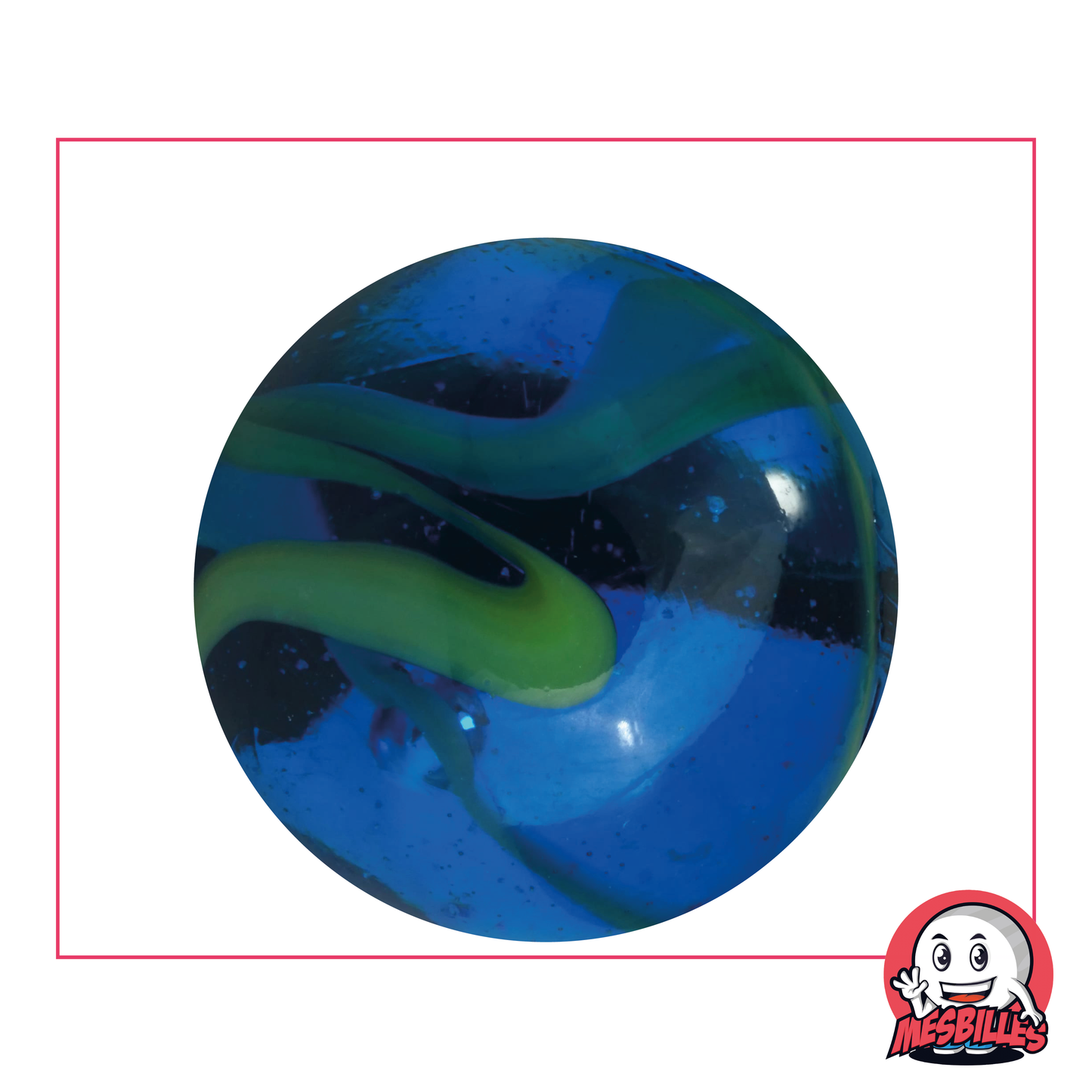 1 Marble Abysse 42 mm in Blue - Turquoise Translucent glass, whale-sized marble