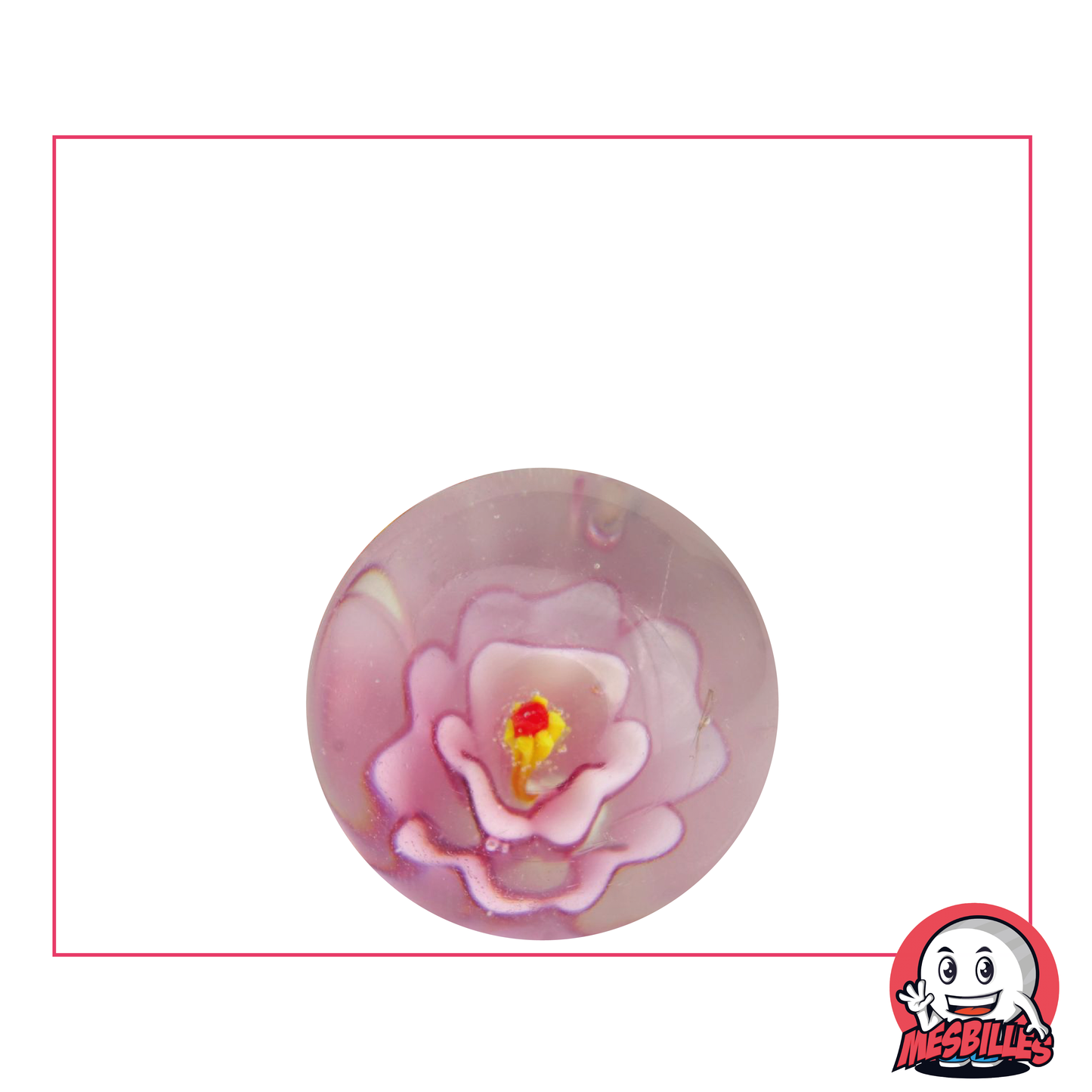1 Pink 3D Flower Art Marble 25 mm