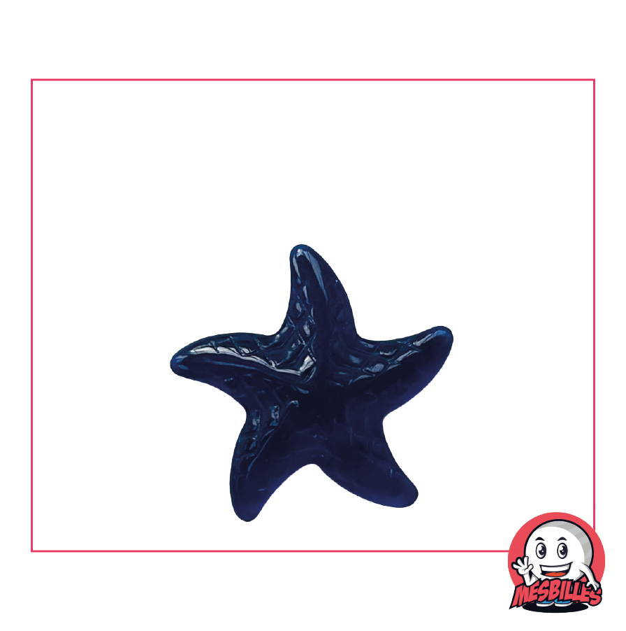 Marble Extra-flat Starfish Blue-Night, the mystery of the depths of Shaped Marbles - My-Glassmarbles