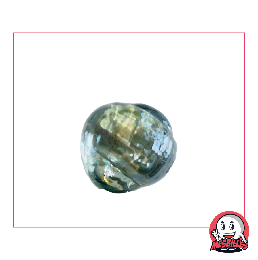 Neptunea crystal coloured translucent glass marble, flat shape, size 30 mm - My-Glassmarbles