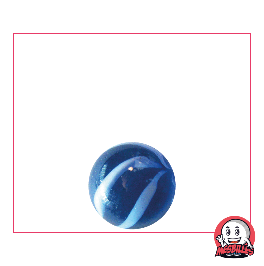 Marble Spot 14 mm - Translucent Glass Blue streaked with White - My-Glassmarbles