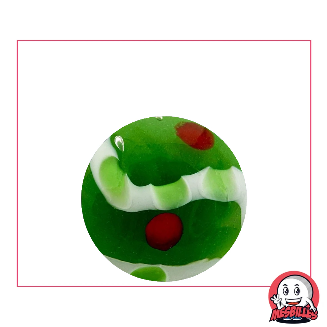Art Marble Green Fiesta 22 mm glass, green colour with red and white patterns