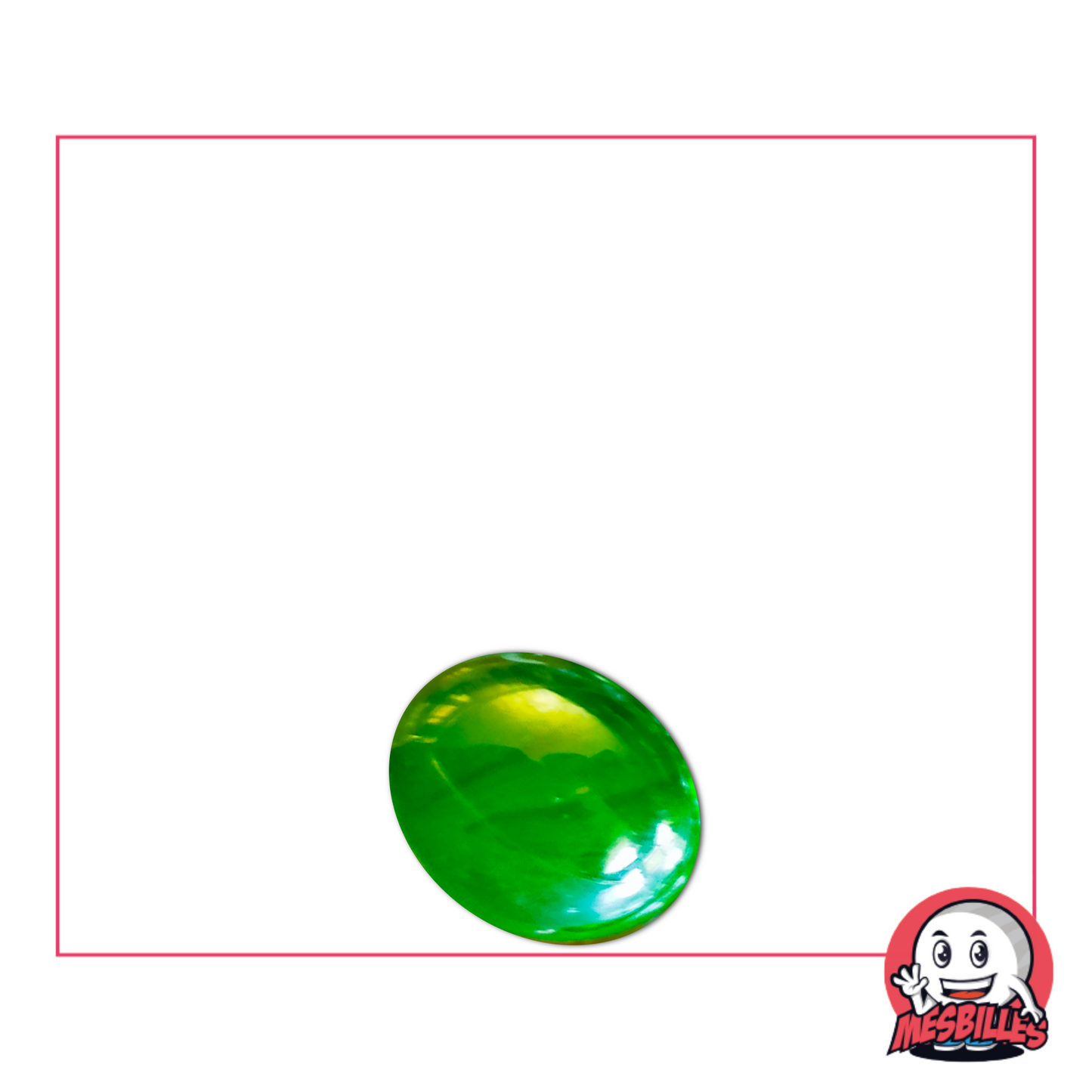 Flat Marble Green 12 mm Shiny - bright green glossy glass marble individual view