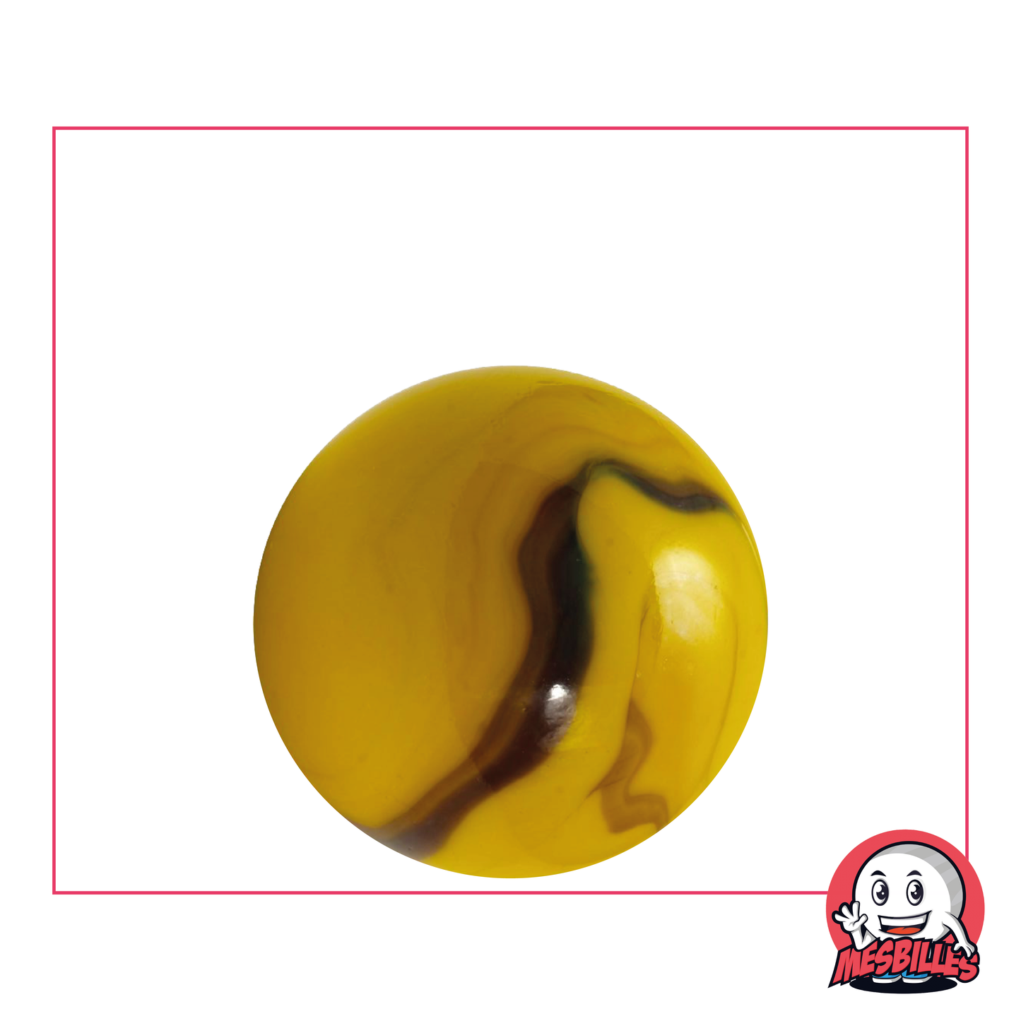 25 mm Yellow Stripe Marble Bead Opaque with Brown - My-Glassmarbles