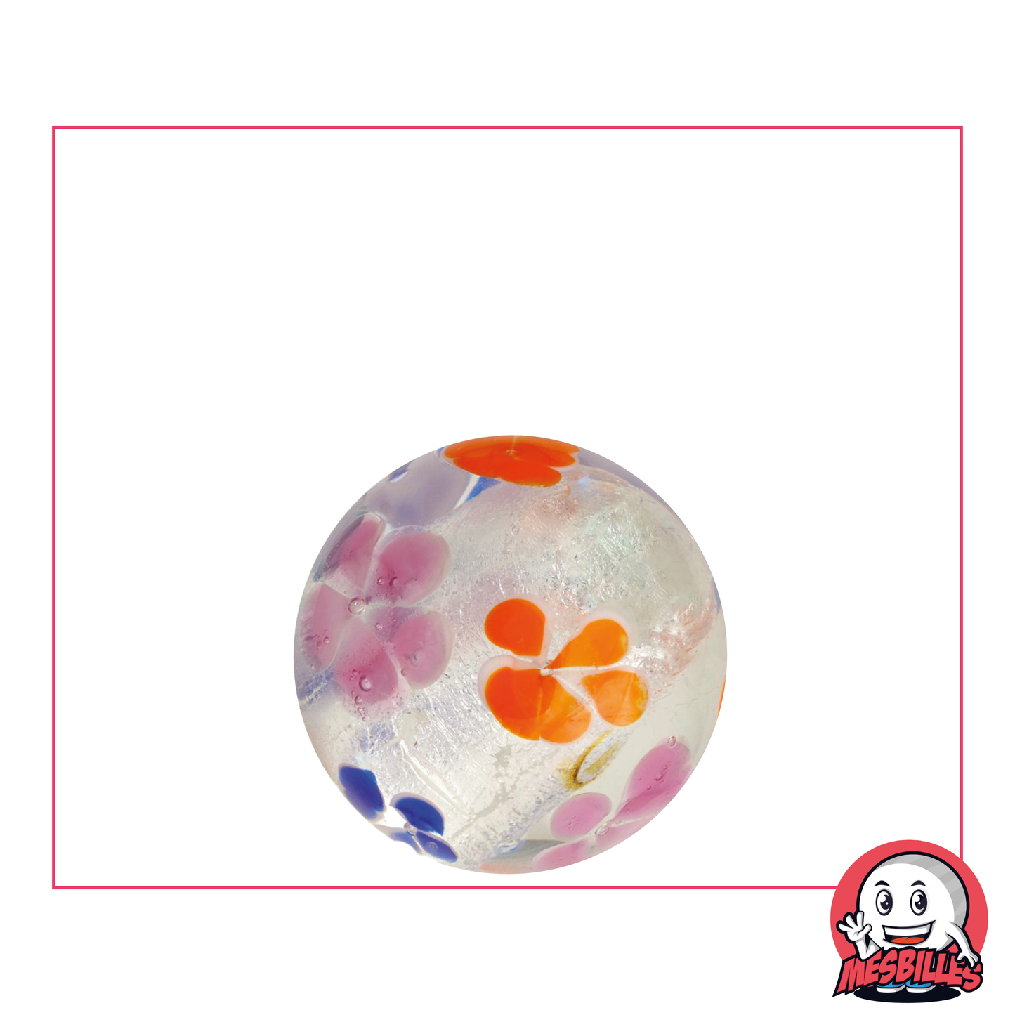 1 Marble Silver Flower Art 22 mm