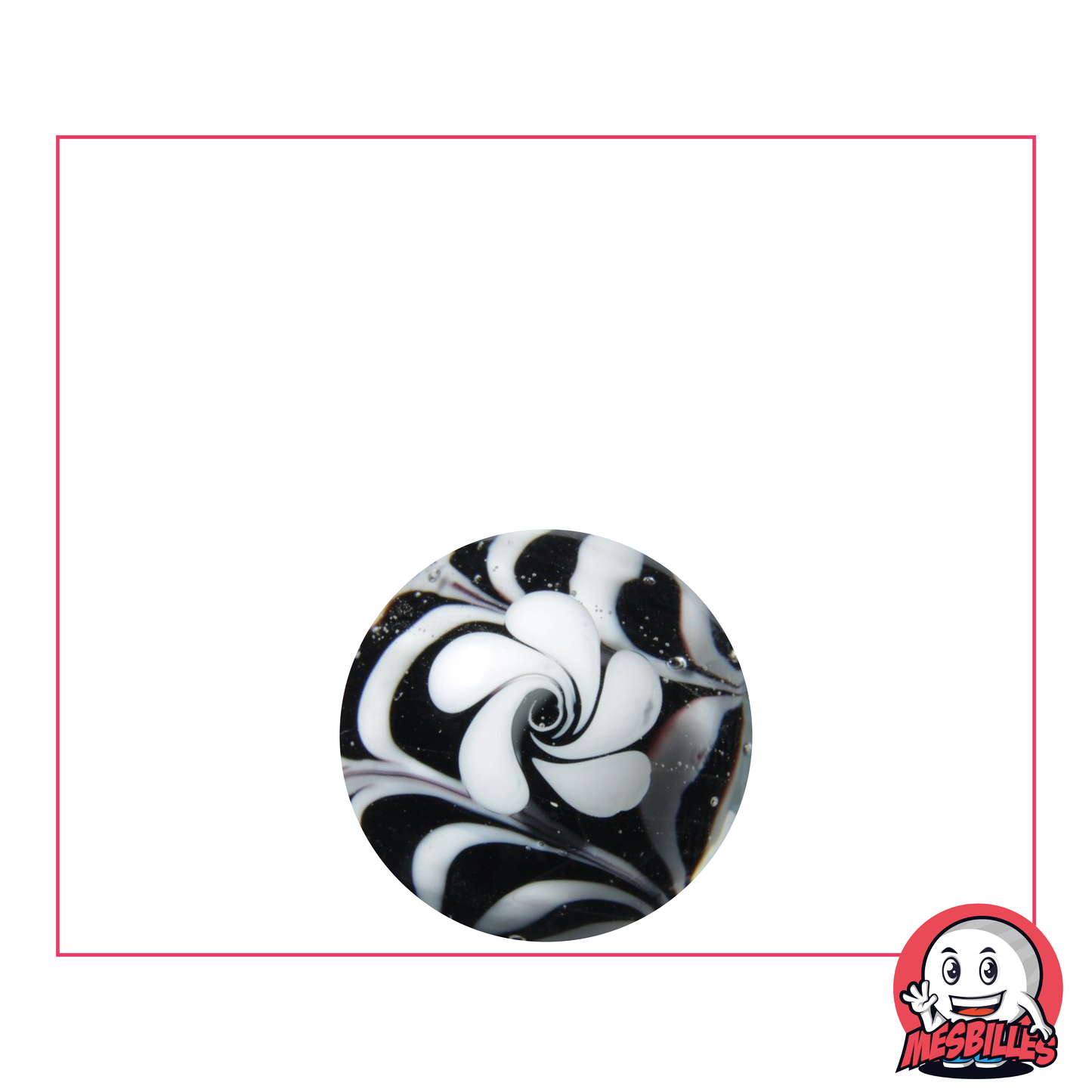 1 Marble Black Flower Art 16 mm