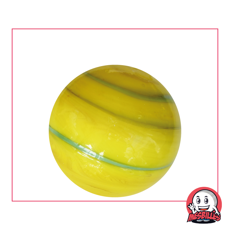 Yellow and Green Kim'Play 35 mm Marble - My-Glassmarbles
