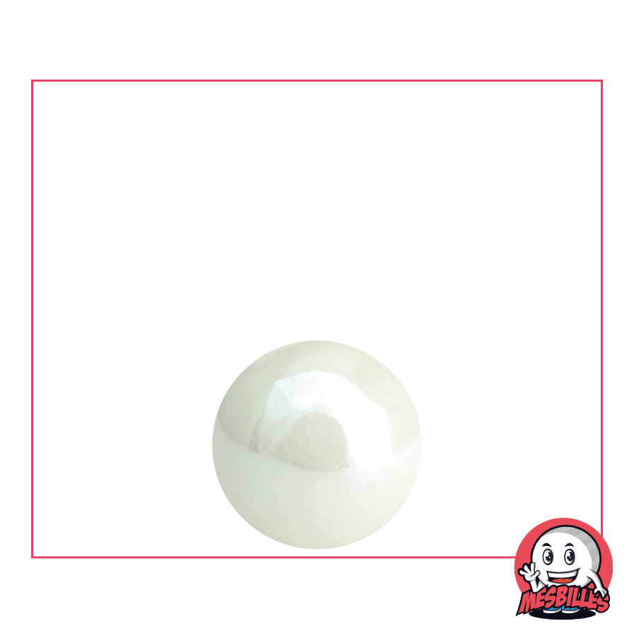 My-Glassmarbles - Marble Glossy White Shiny Opaque Pearl 12 mm