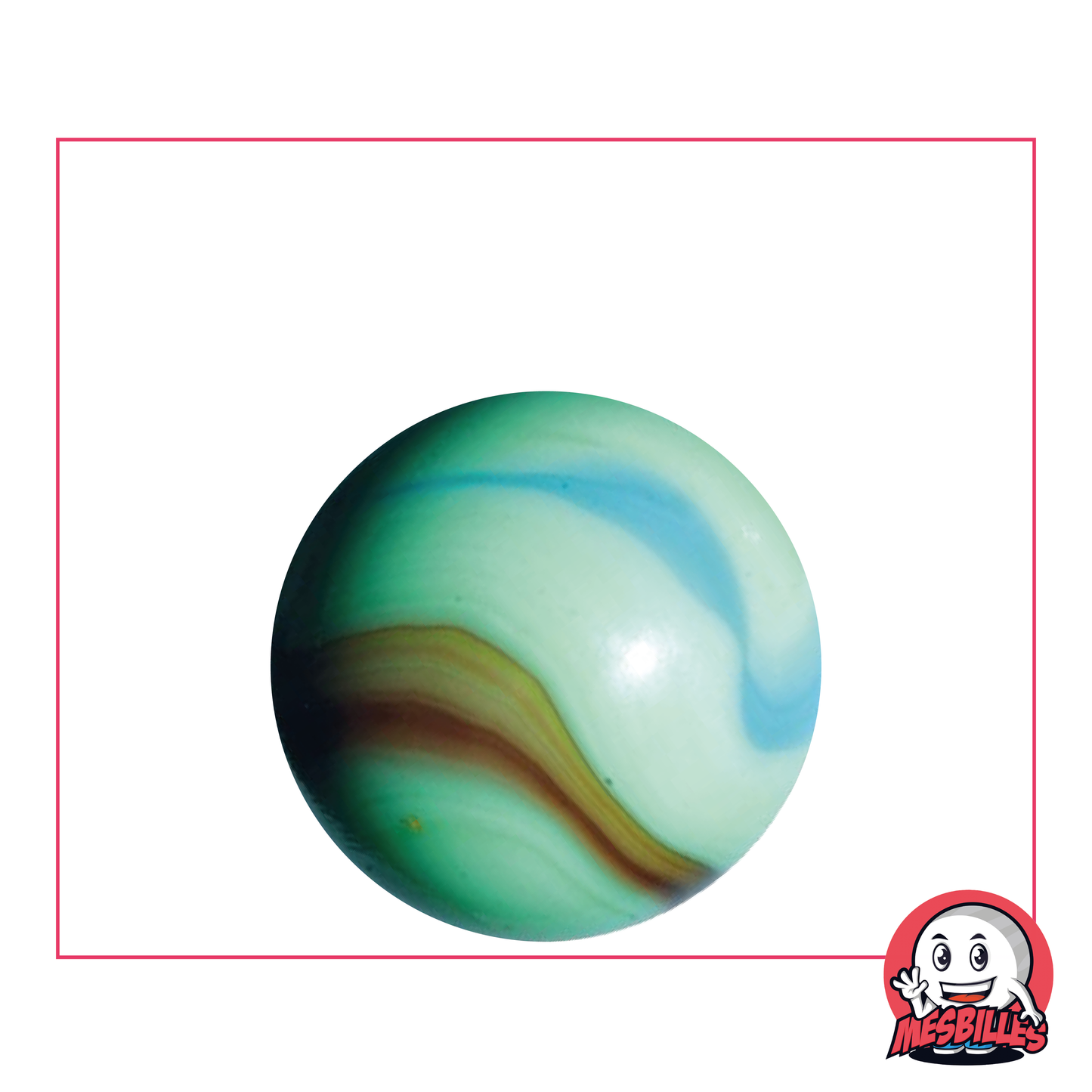 Marble Matisse 25 mm, the masterpiece of My-Glassmarbles in Green Blue Brown - My-Glassmarbles
