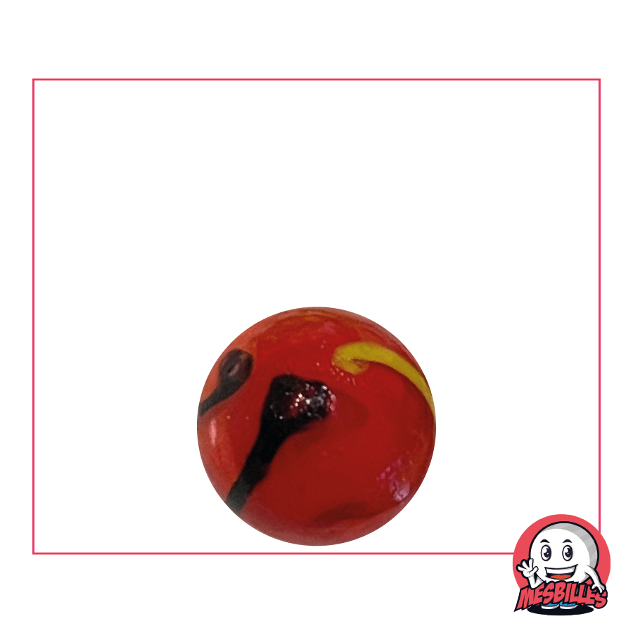 Marble Zébra Rouge 16 mm, Picasso's inspiration in the world of marbles, in opaque glass