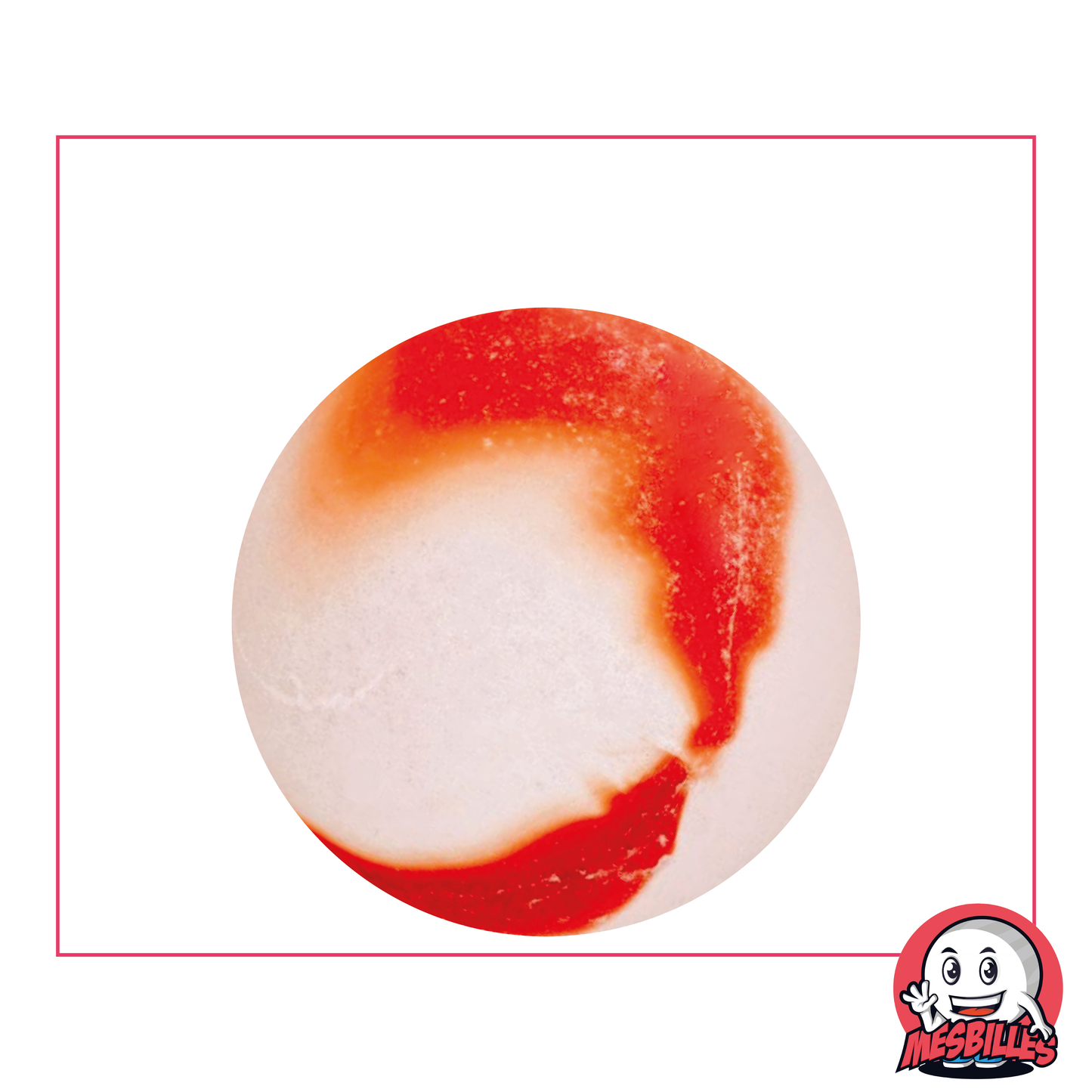 My-Glassmarbles - Frosted Glass Marble with Red Stripe 35 mm