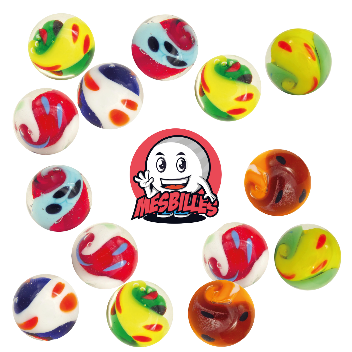 1 Yellow Yin-Yang Art Marble 16 mm