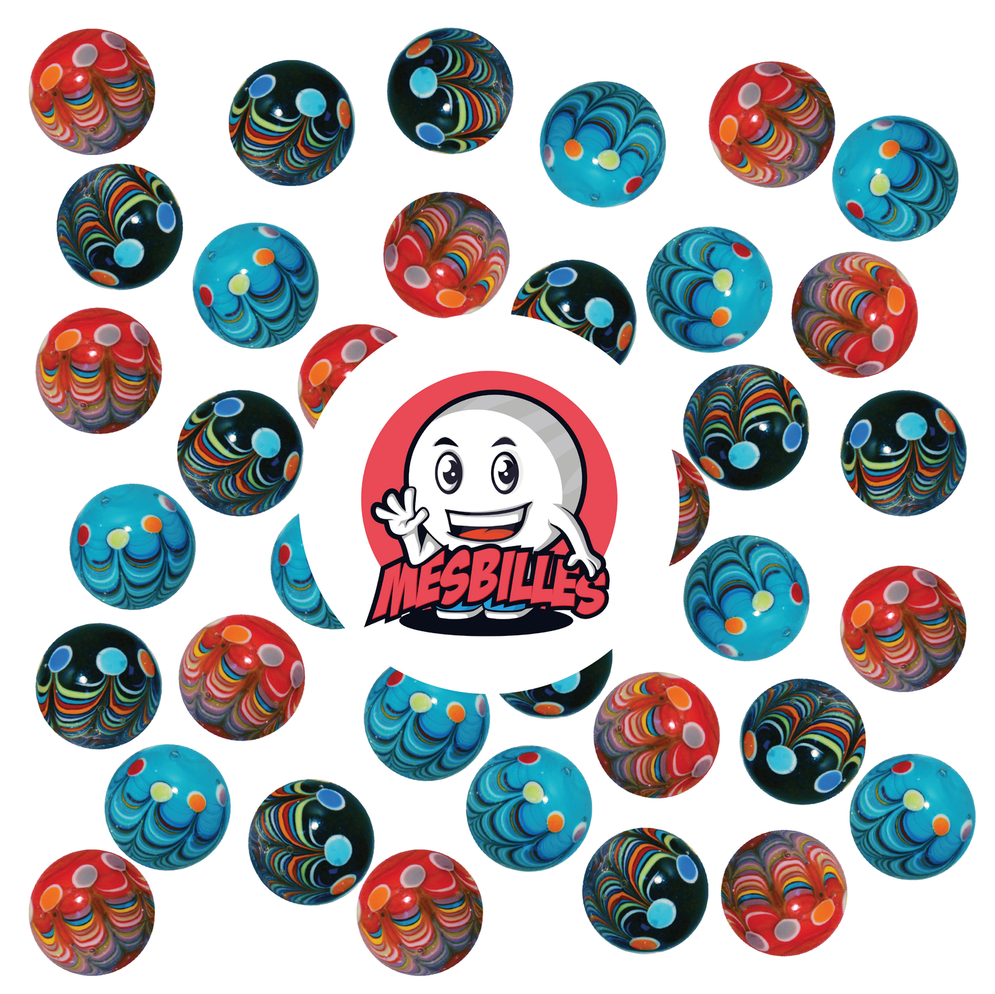 1 Blue Joker Art Marble 16 mm