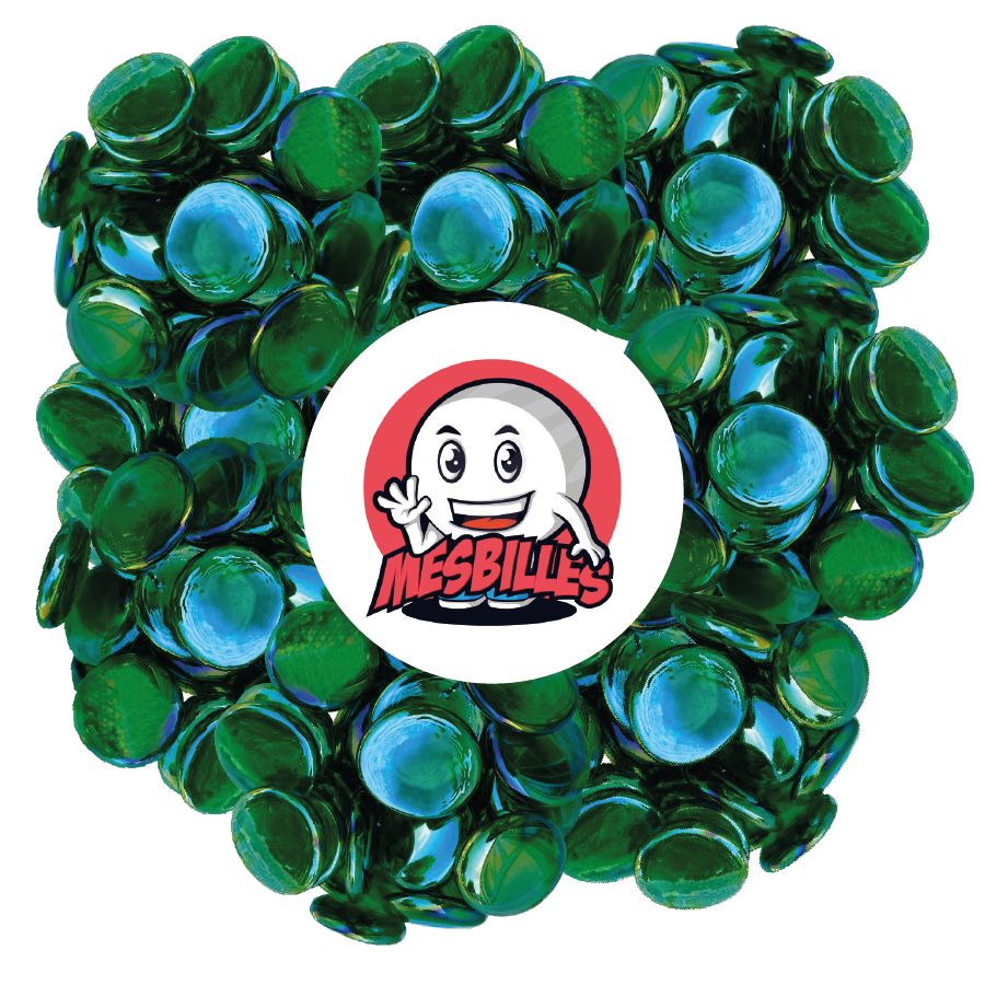 1 Flat Marble Iridescent Green 30 mm