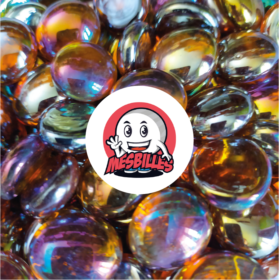 1 Flat Marble 12 mm Iridescent Amber