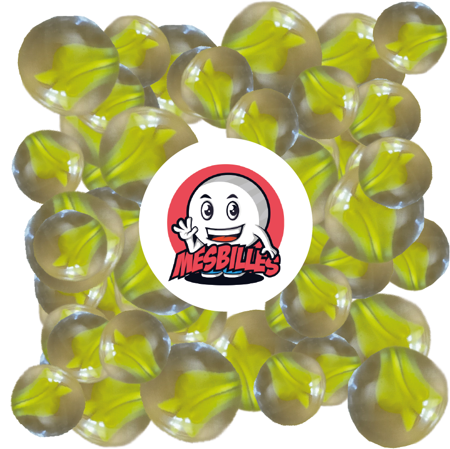 1 Flat Marble Swirled Yellow 18 mm