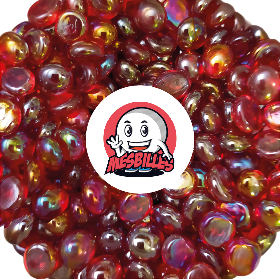 1 Flat marble 18 mm Iridescent Red