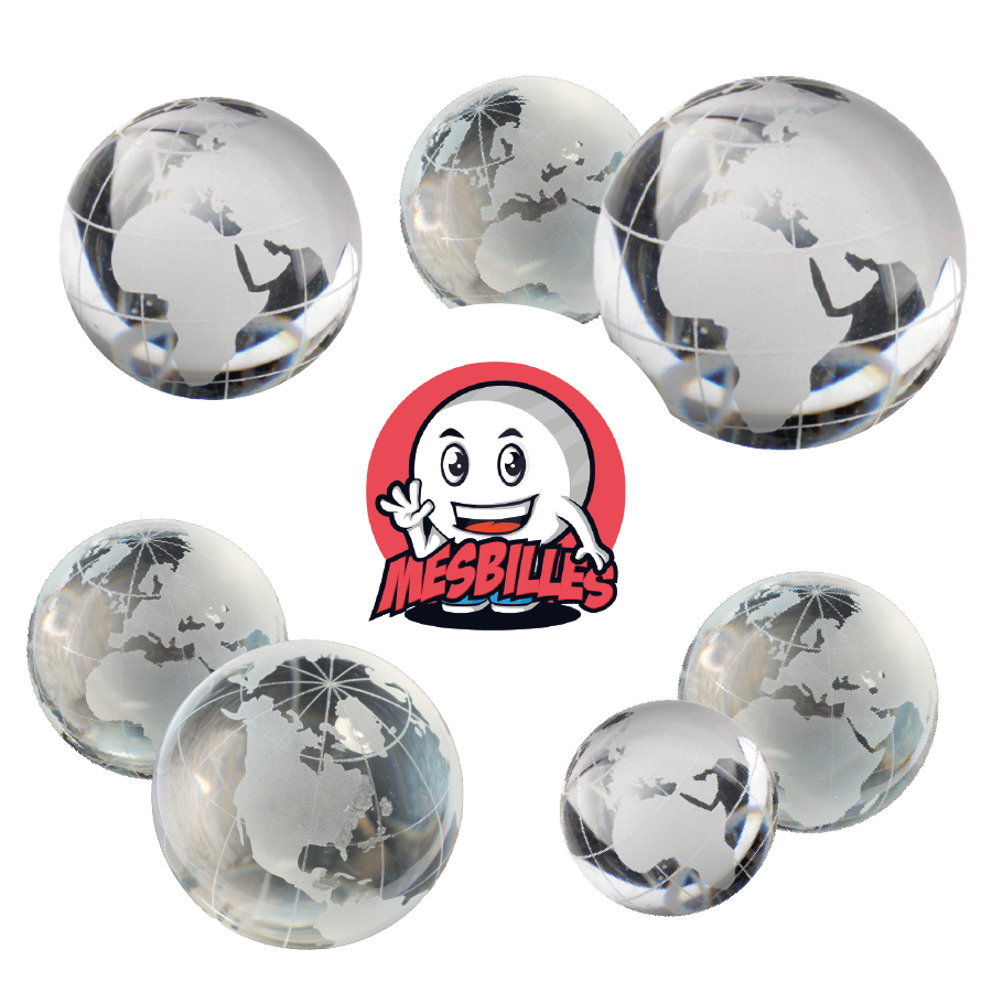 Glass Marbles 60 mm : Marble World Engraved Art Collection My-Glassmarbles