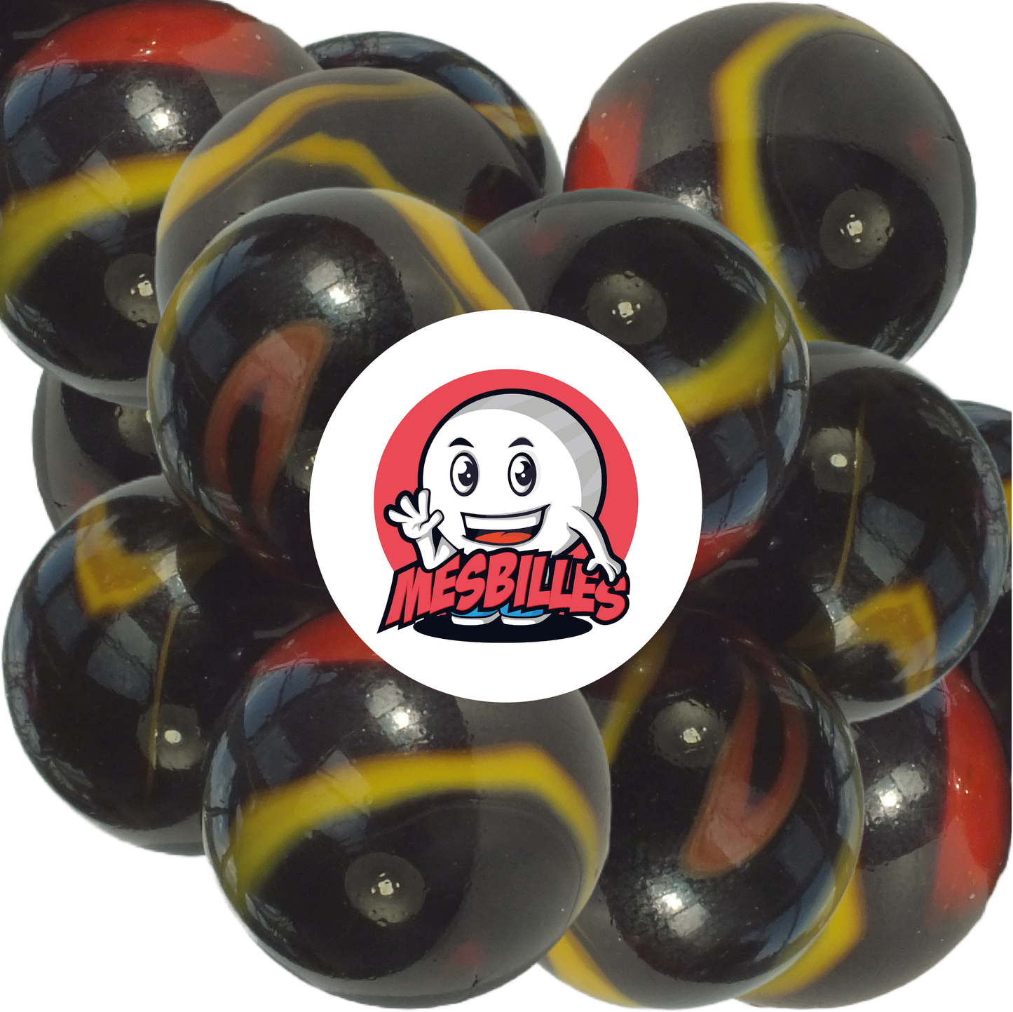 Fill up on Stellar Radiance with the 16 mm Burning Sun Marble, sold individually by My-Glassmarbles.