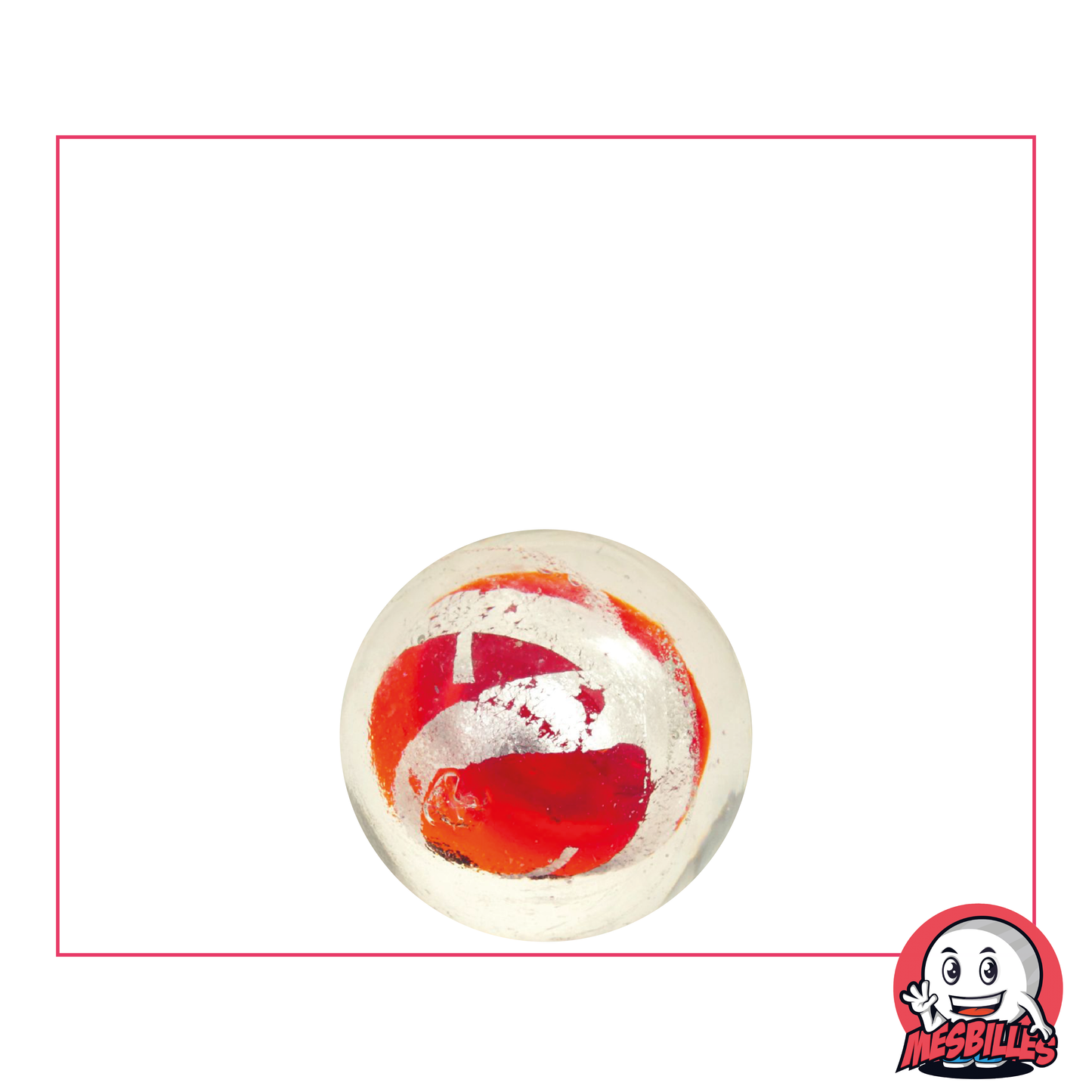 1 Silver Red Cage Art Marble 16 mm