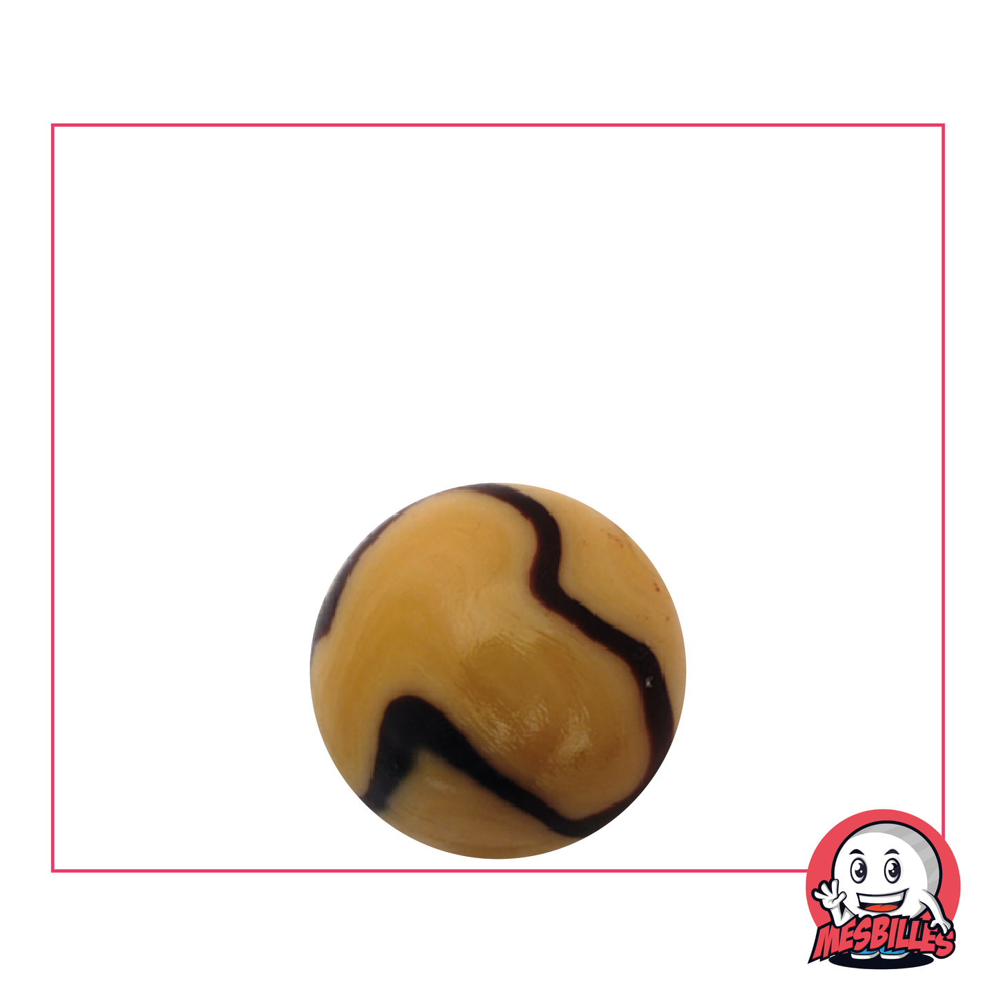 1 Marble Caramel 16 mm, beige opaque glass marble with brown vaults on its surface