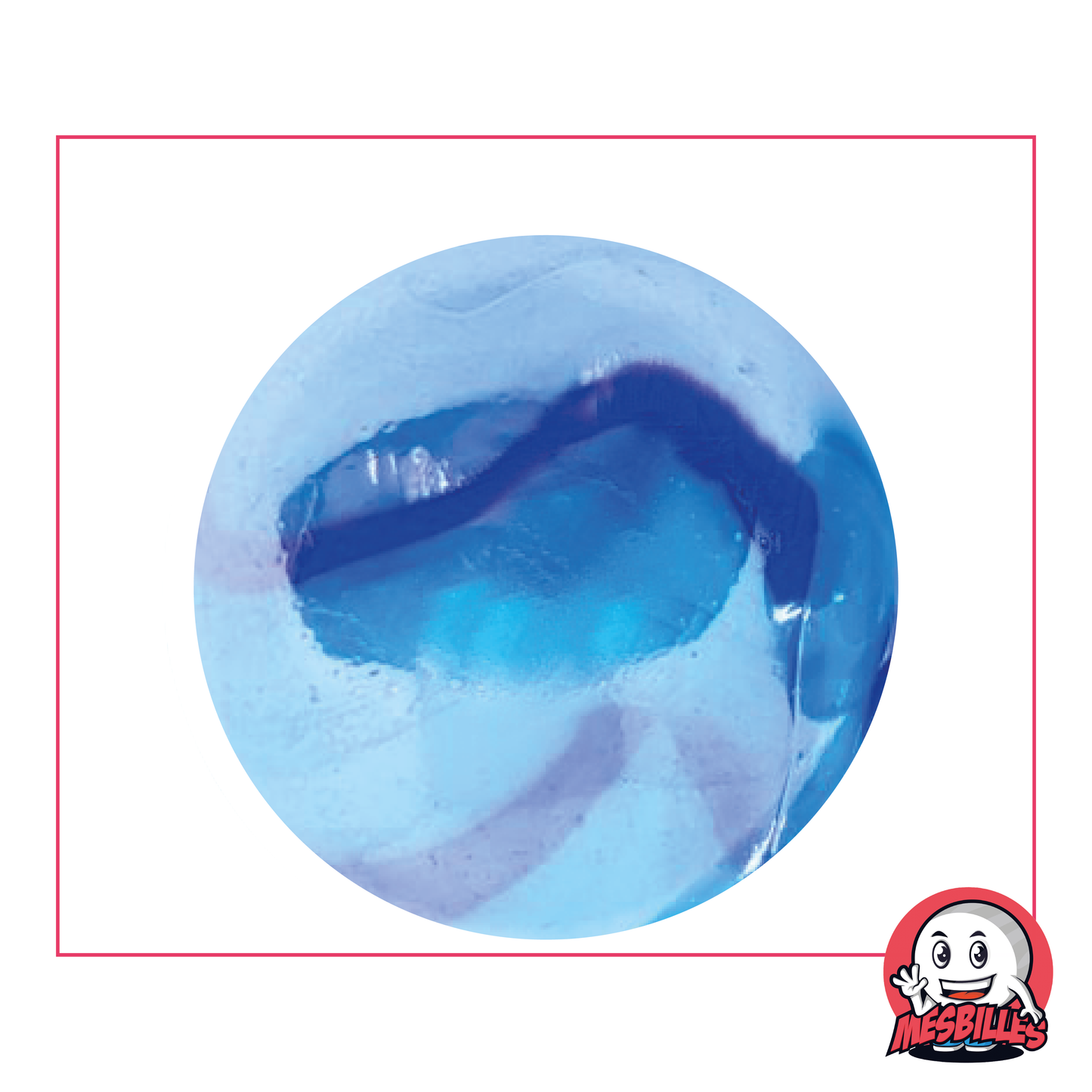 Very large 42 mm Chinese Blue Marble, pearly marble with multiple shades of blue on its surface