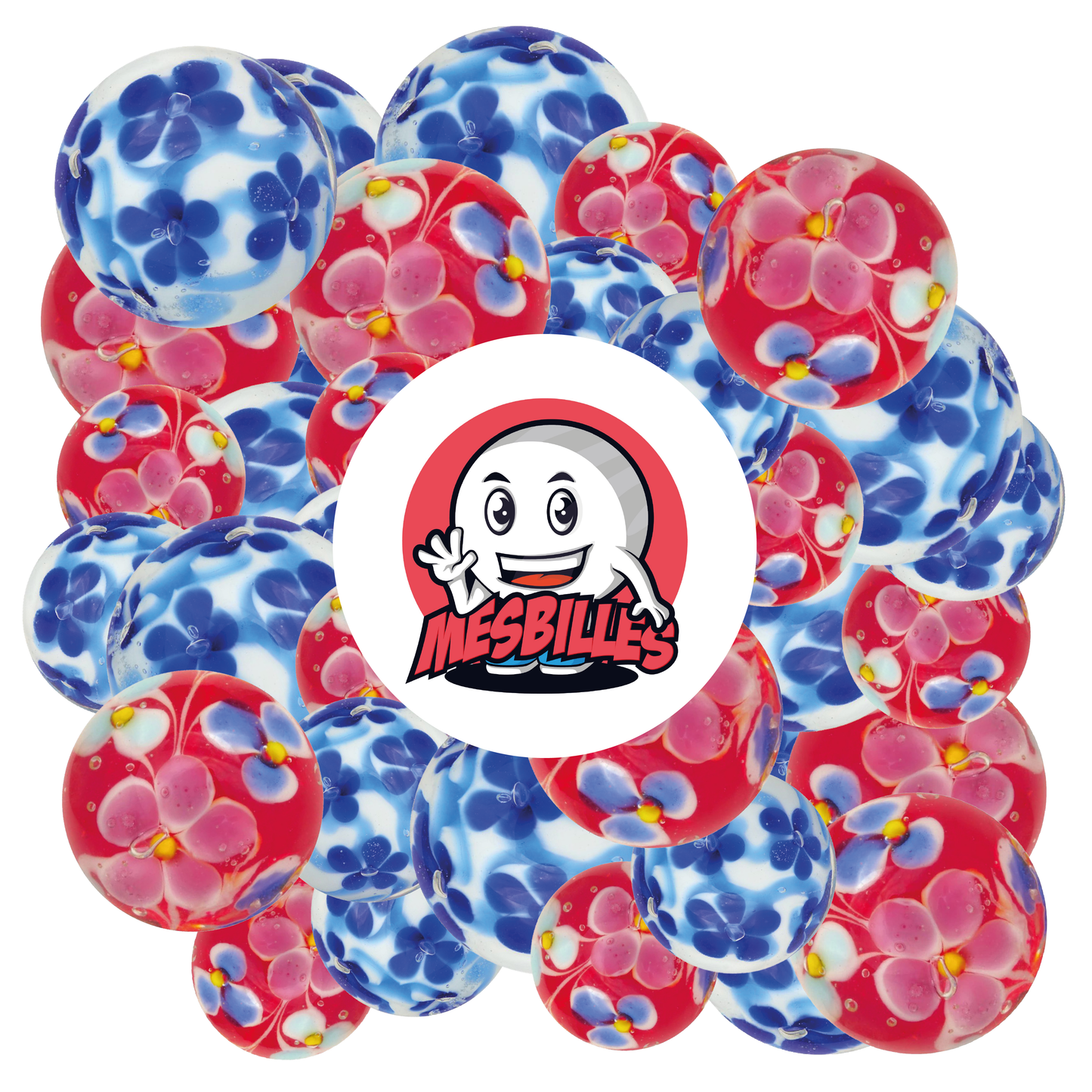1 Marble Art Daisy Red 22 mm