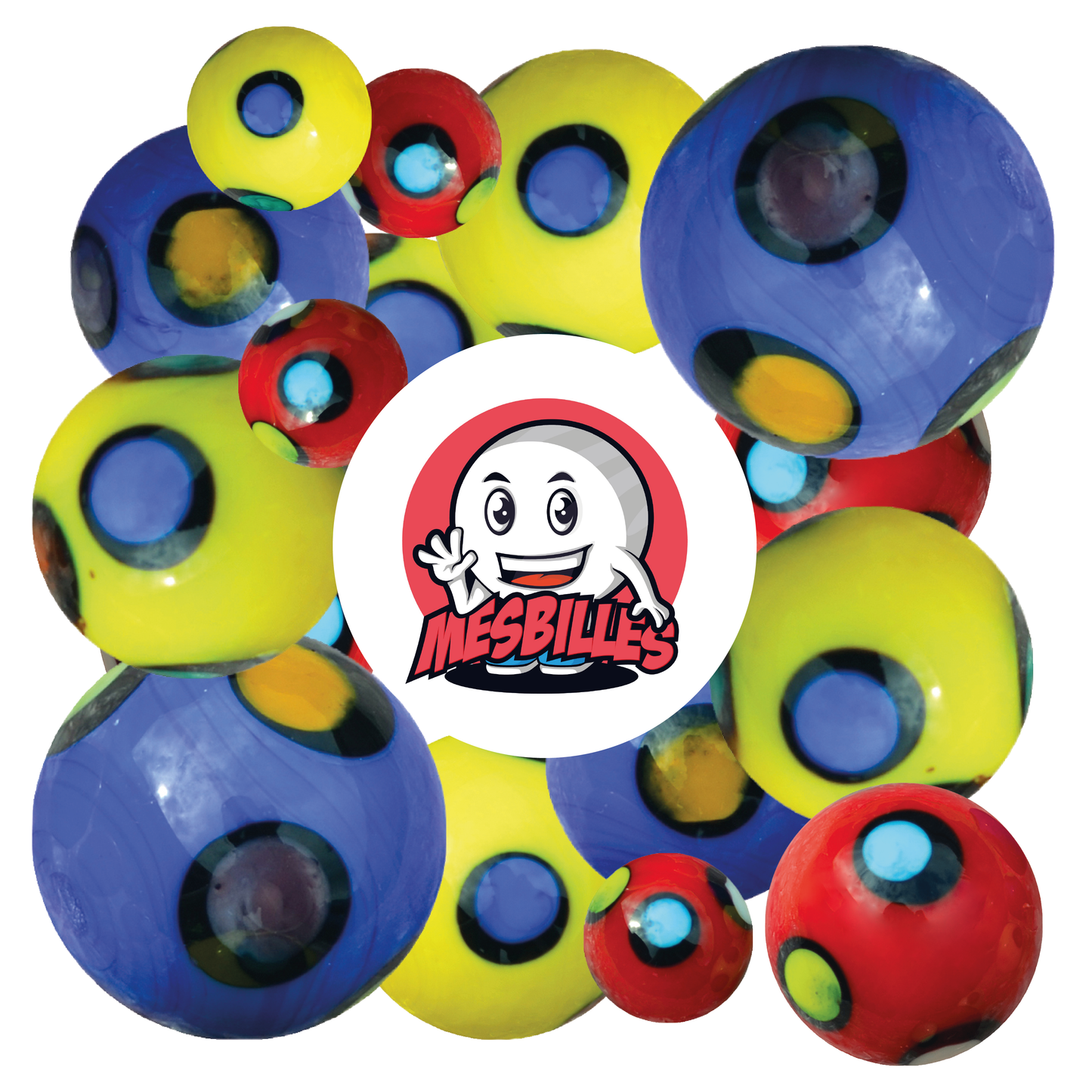 1 Yellow Dot Art Marble 22 mm