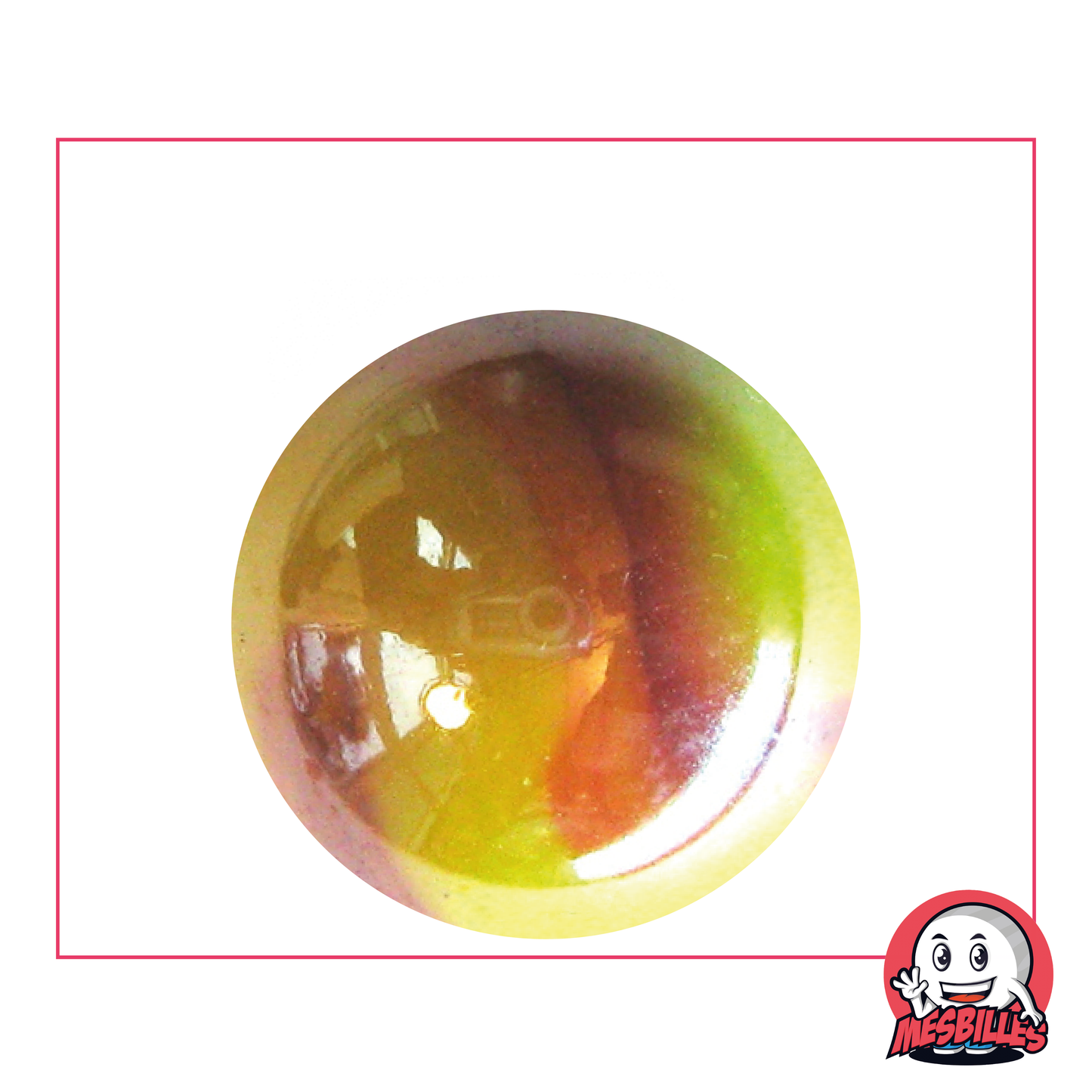Dragon 35 mm Marble, Round, in shiny glass in the colours of fire, yellow and red