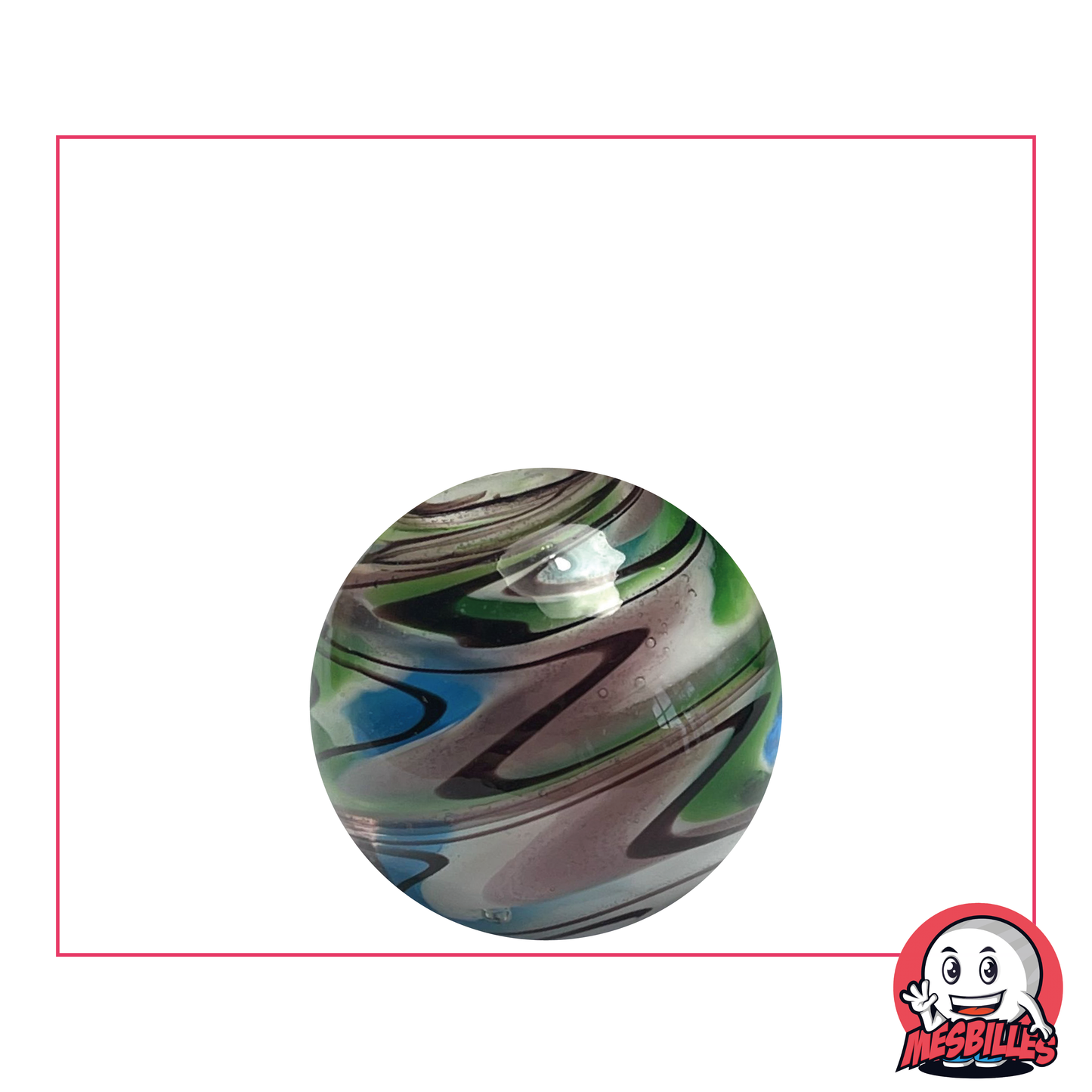 Art Marble Speedy Flash Green 22 mm, multiple stripes, mostly green - sustainable toy
