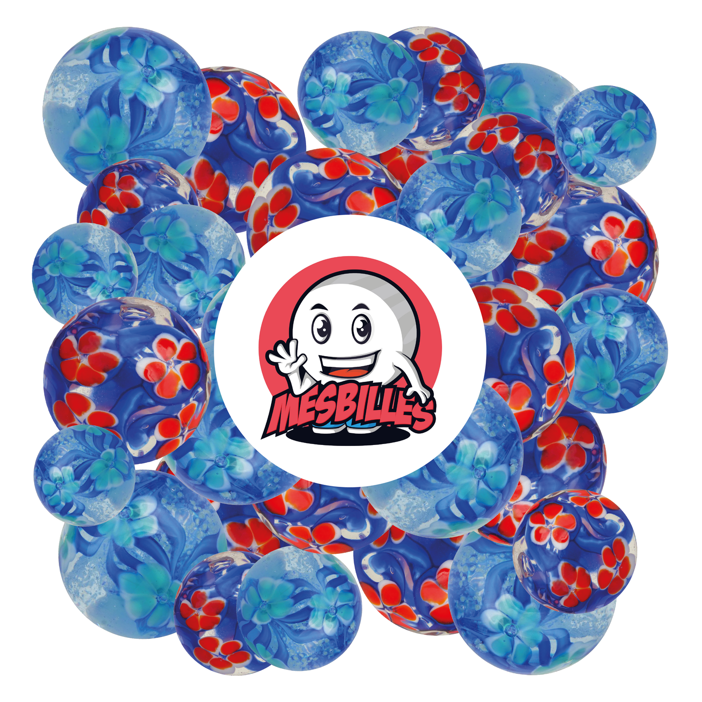 1 Phosphorescent Flower Garden Art Marble 16 mm