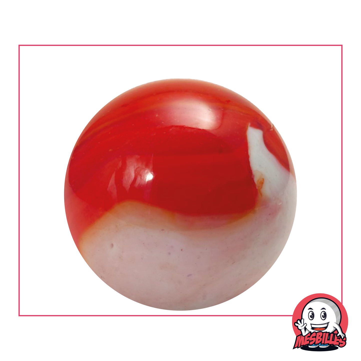 Marble Juno 42mm Orange opage bi-couelur white and orange, whale size marble, very large marble