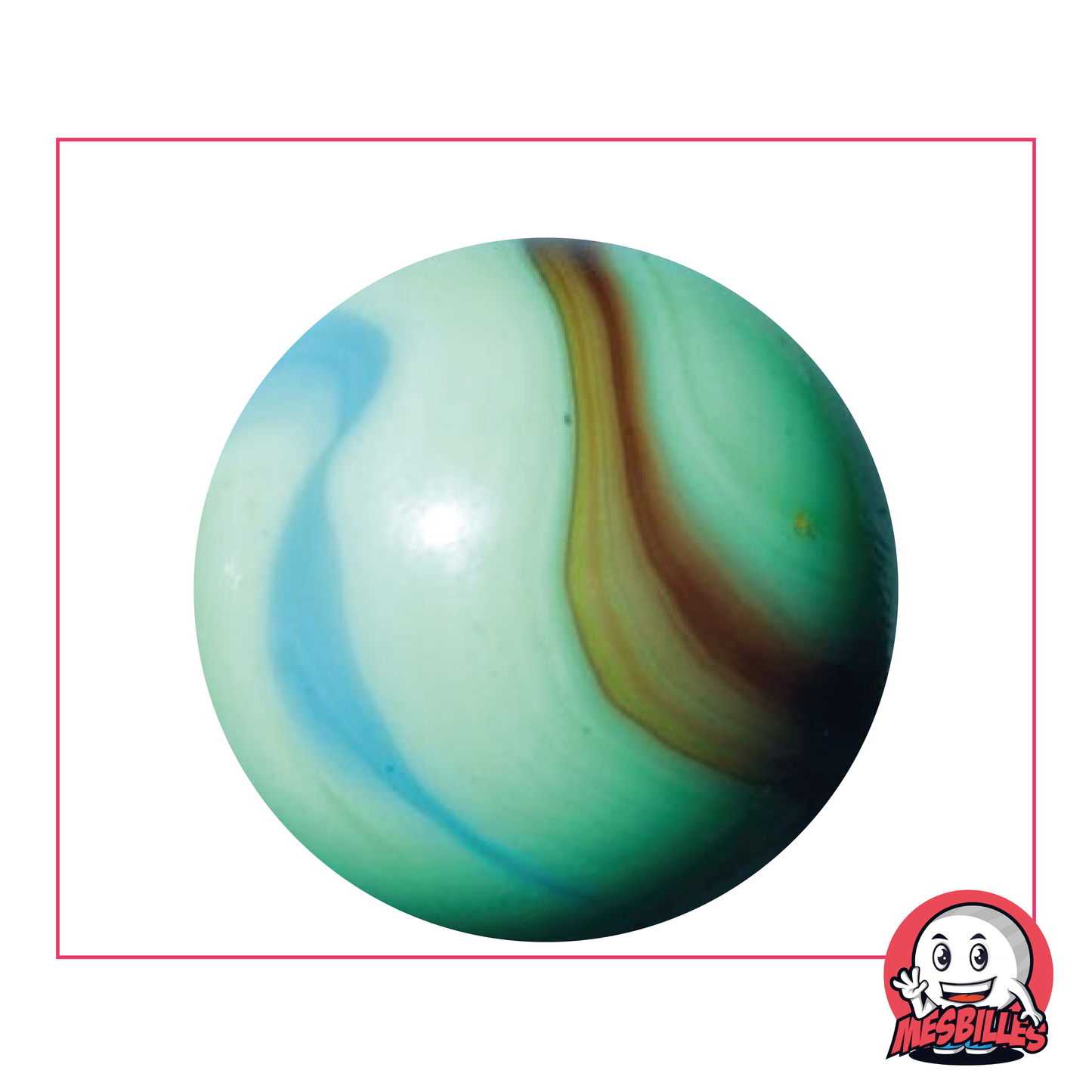 Marble Matisse 42 mm, opaque green porcelain ball with brown stripes, whale size ball