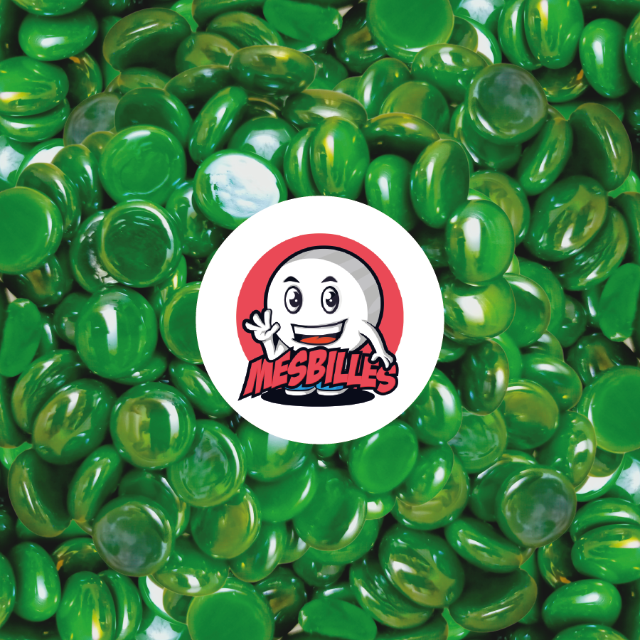 Green Flat Marbles 12 mm Shiny - set of green glossy marbles in bulk My-Glassmarbles