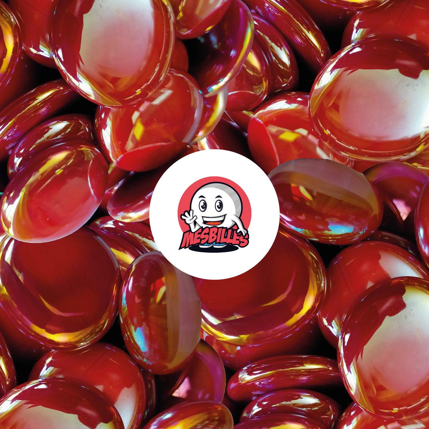 1 Flat Marble Glossy Red 30 mm