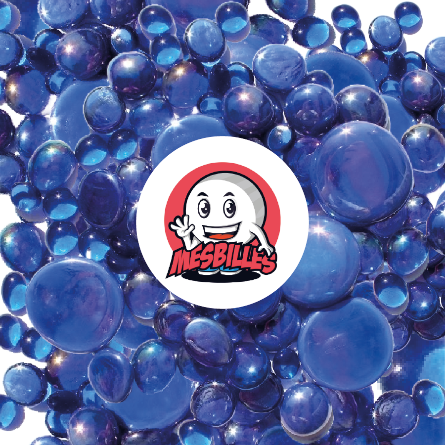 My-Glassmarbles - 250 gr Flat, Midnight Blue Mix, 30mm, 18mm, 12mm, Shiny and Opaque