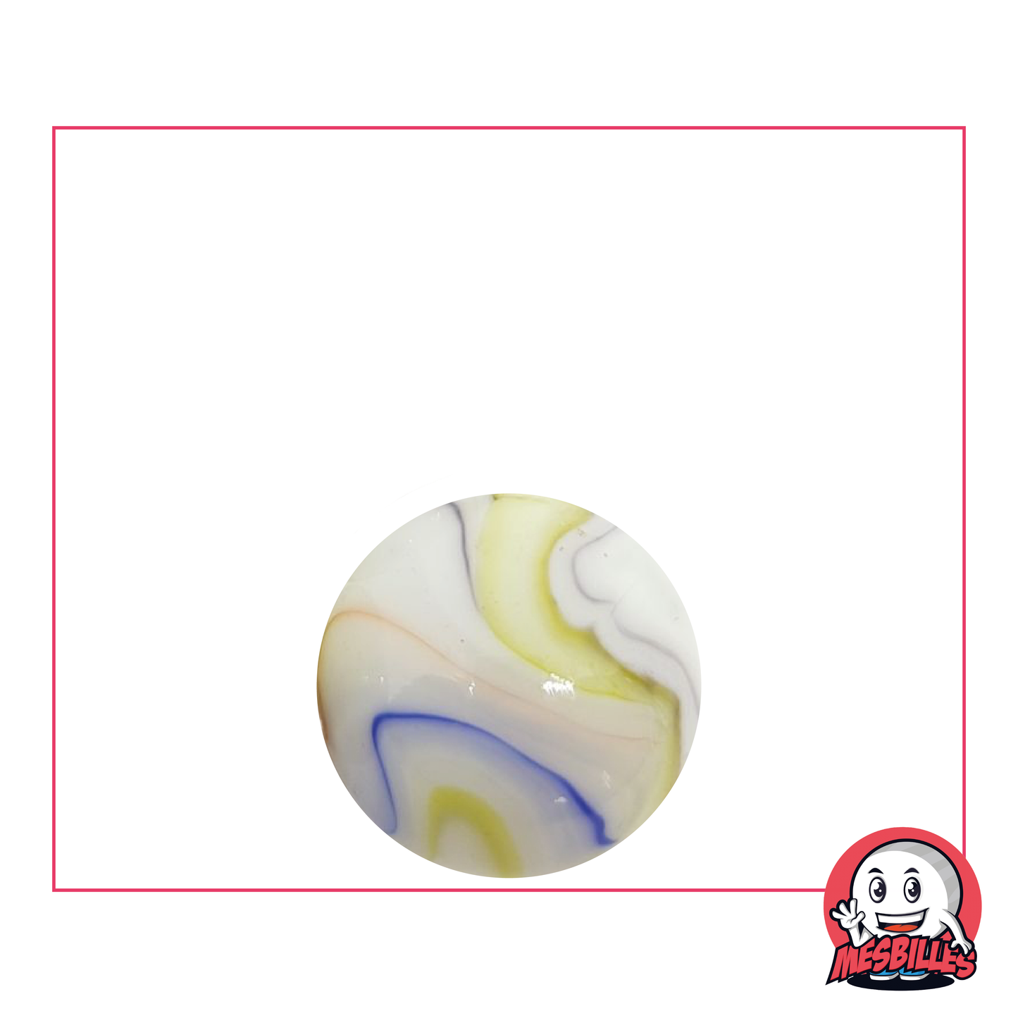 1 16 mm Marble, opaque white glass marble with Multicoloured stripes