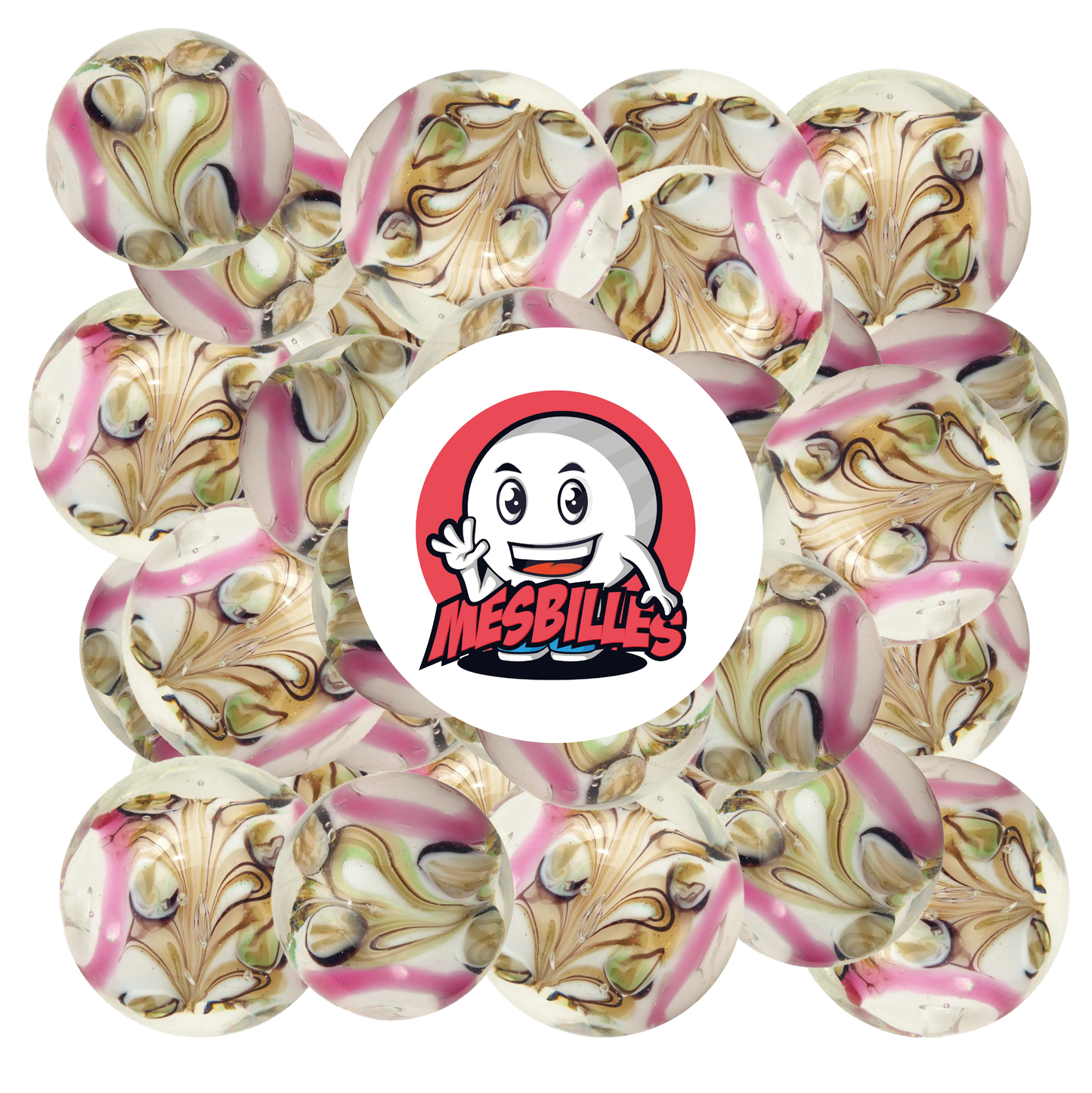 1 Marble Art Pastel Pink 16 mm