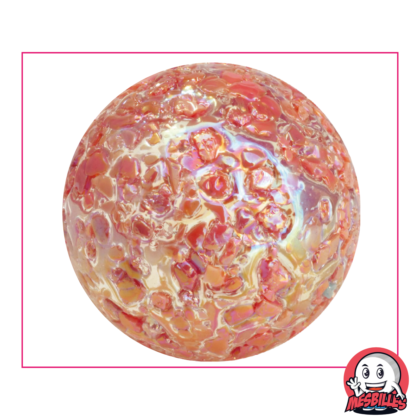 Marble Speckled 50 mm translucent glass covered with red chips - My-Glassmarbles
