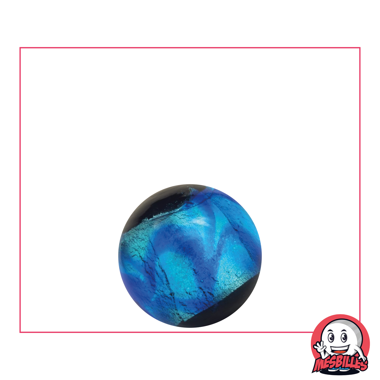 Art Machu Picchu Blue 16 mm Marble, black with a blue Metallic ribbon.