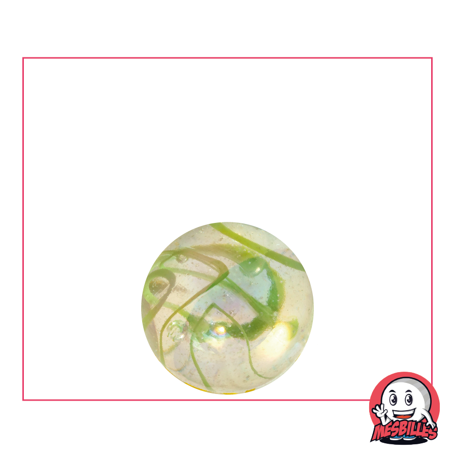 Marble GREEN 16 mm, translucent glass marble with coloured stripes - My-Glassmarbles