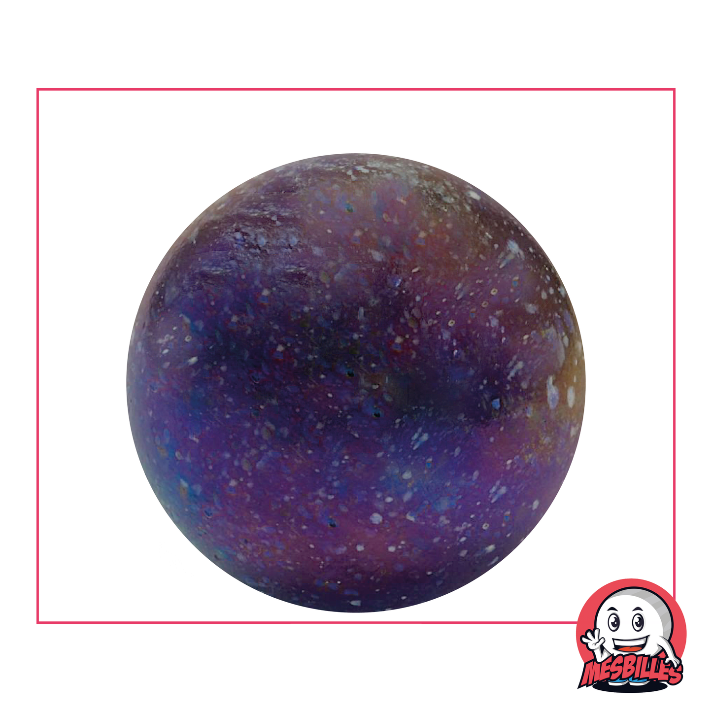 42 mm glass Marble Universe, black marble with co:orated and shiny spots, very large marble.