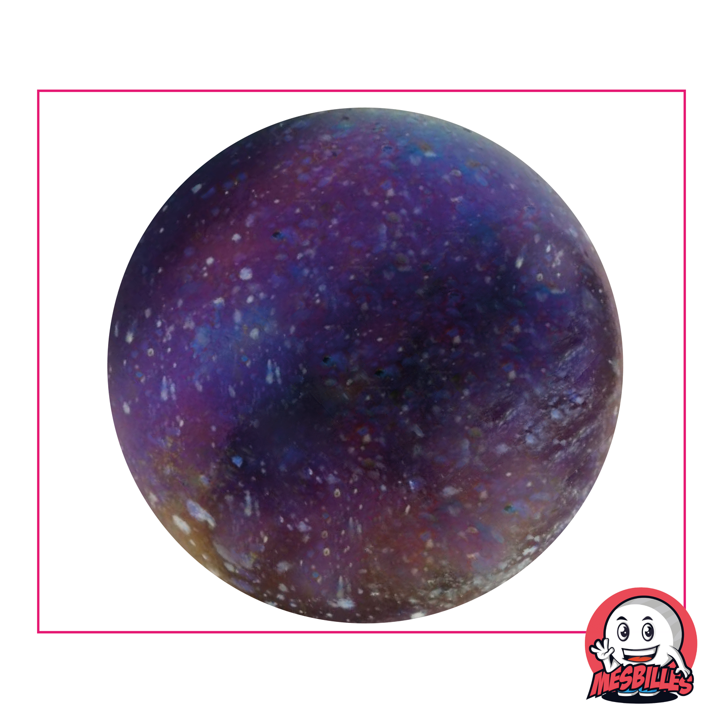50 mm Marble Universe in black glass covered with coloured spots, a very large marble