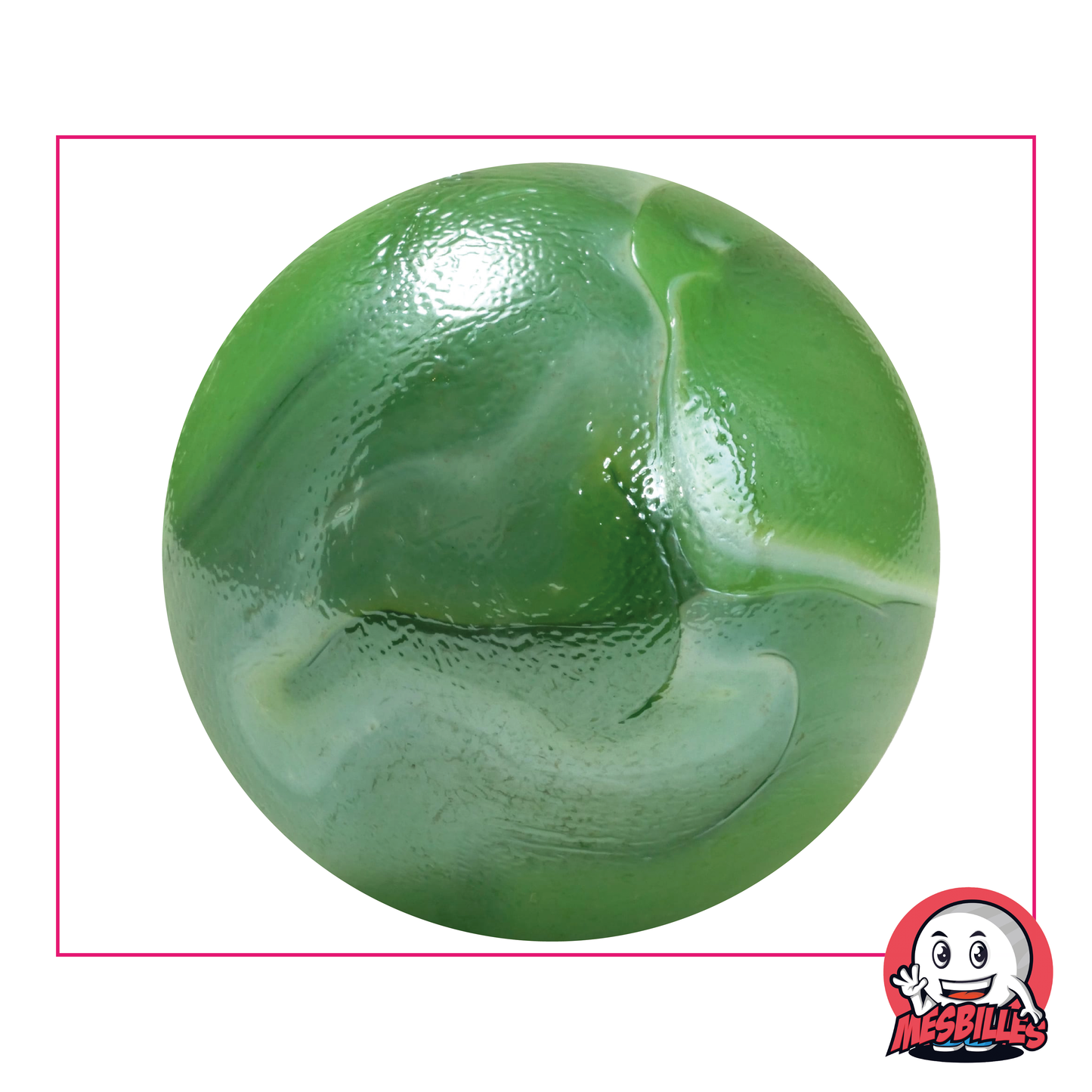 Verazade 50 mm Marble in pearly glass Shiny Green and white lighted area, very large size